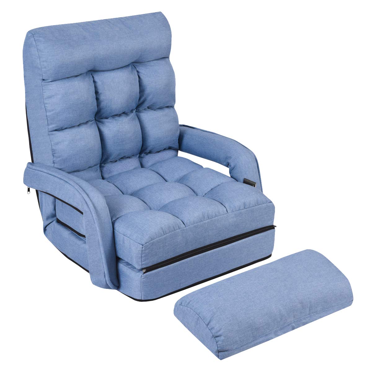 Adjustable Floor Chair, Folding Lazy Sofa Chair with 5 Positions, Detachable Seat Cushion