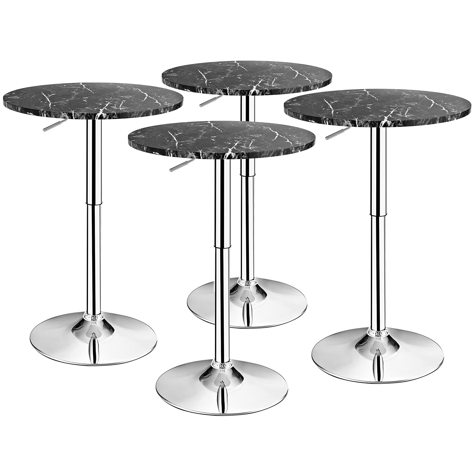 Round Pub Table Height Adjustable, 360&deg; Swivel Cocktail Pub Table with Sliver Leg and Base