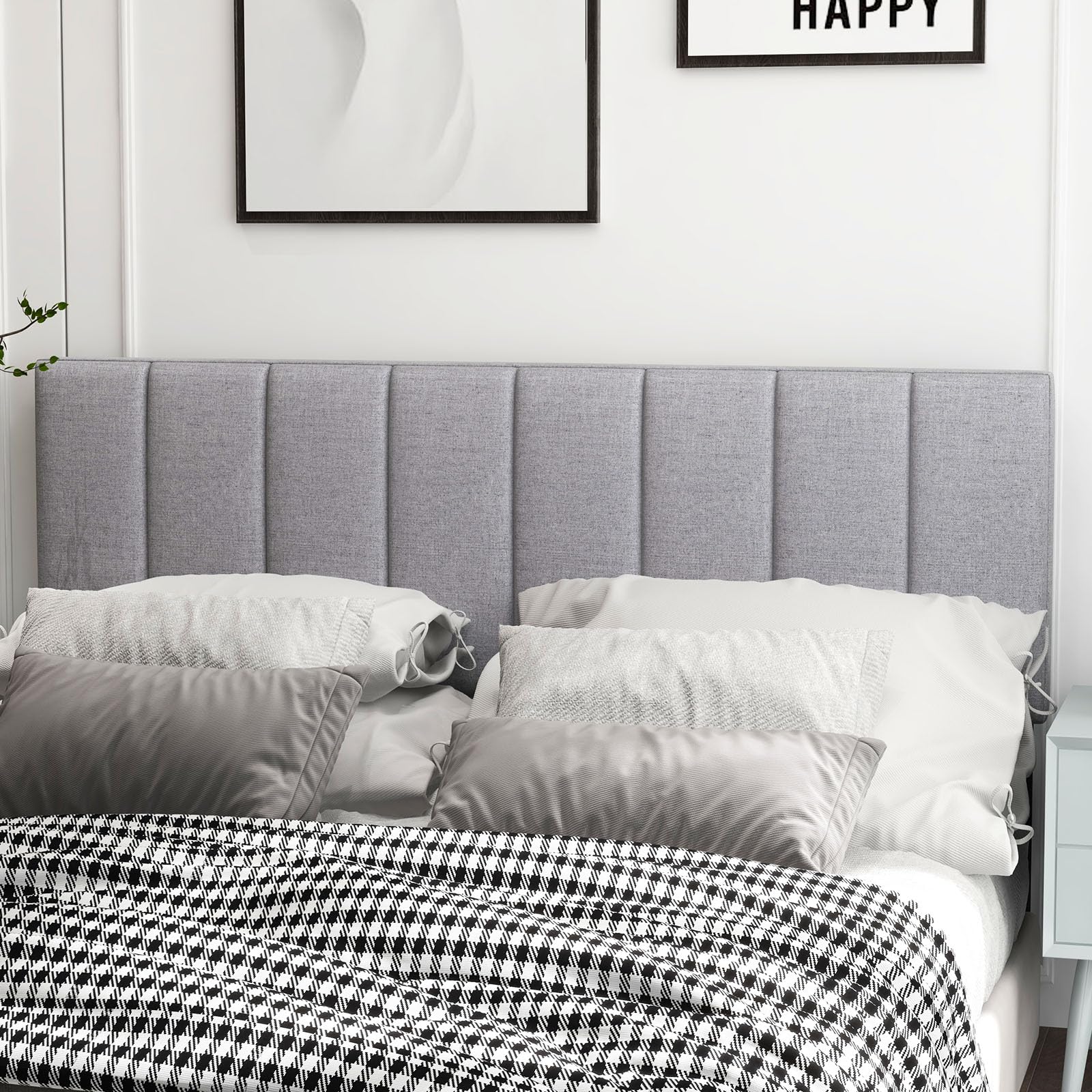 Linen Upholstered Headboard for Full & Queen Size Bed