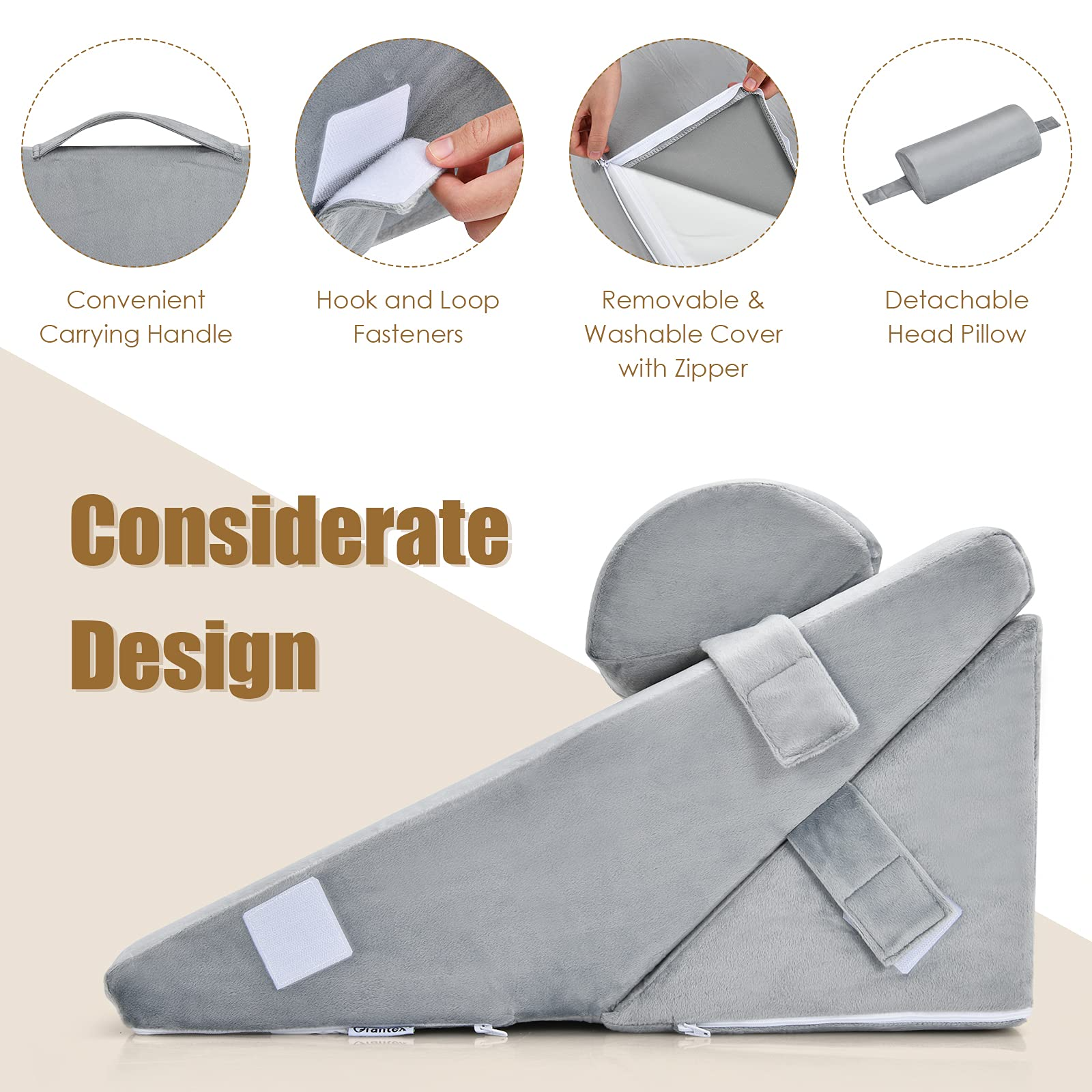 Memory Foam Wedge Pillows with Head Support for Sleeping and Sitting
