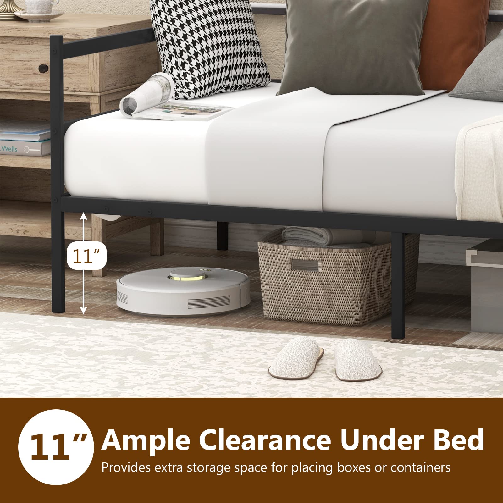 Metal Twin Daybed with Heavy Duty Slat Support, Space Saving Sofa Bed