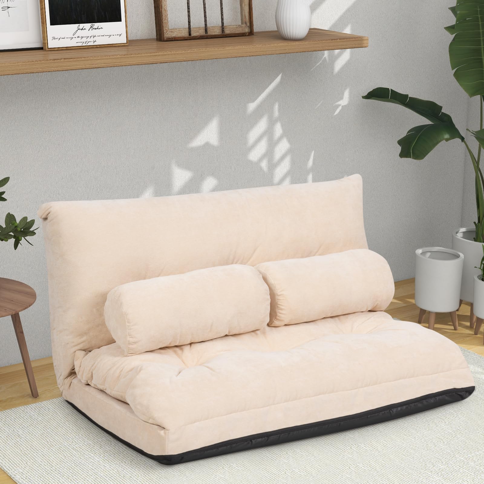 Foldable Floor Lazy Sofa with 2 Pillows