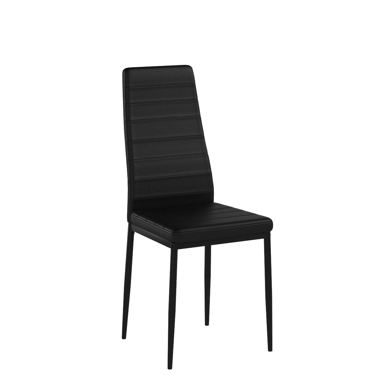Black Polyvinyl Chloride Metal Dining Chair Set of 6 - Ergonomic High Back, Soft Padded Seat and Back
