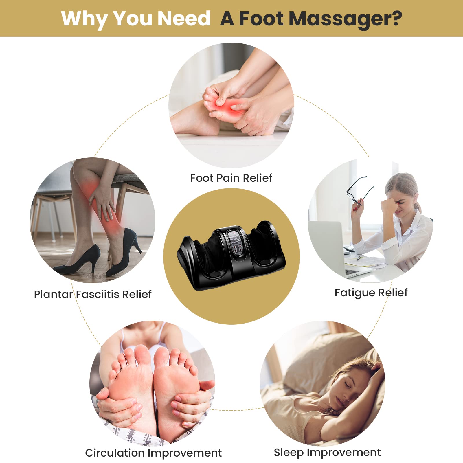 Electric Shiatsu Foot Massager with Remote and 4 Massage Modes