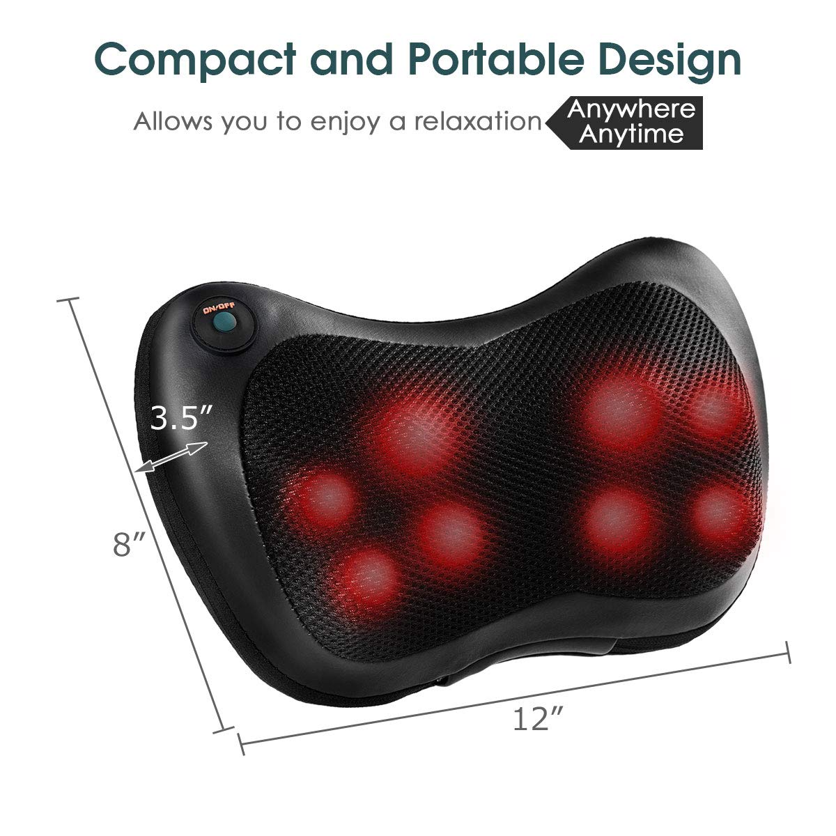 Shiatsu Back Neck Massager with Heat, Kneading Massage Pillow for Muscle Pain Relief