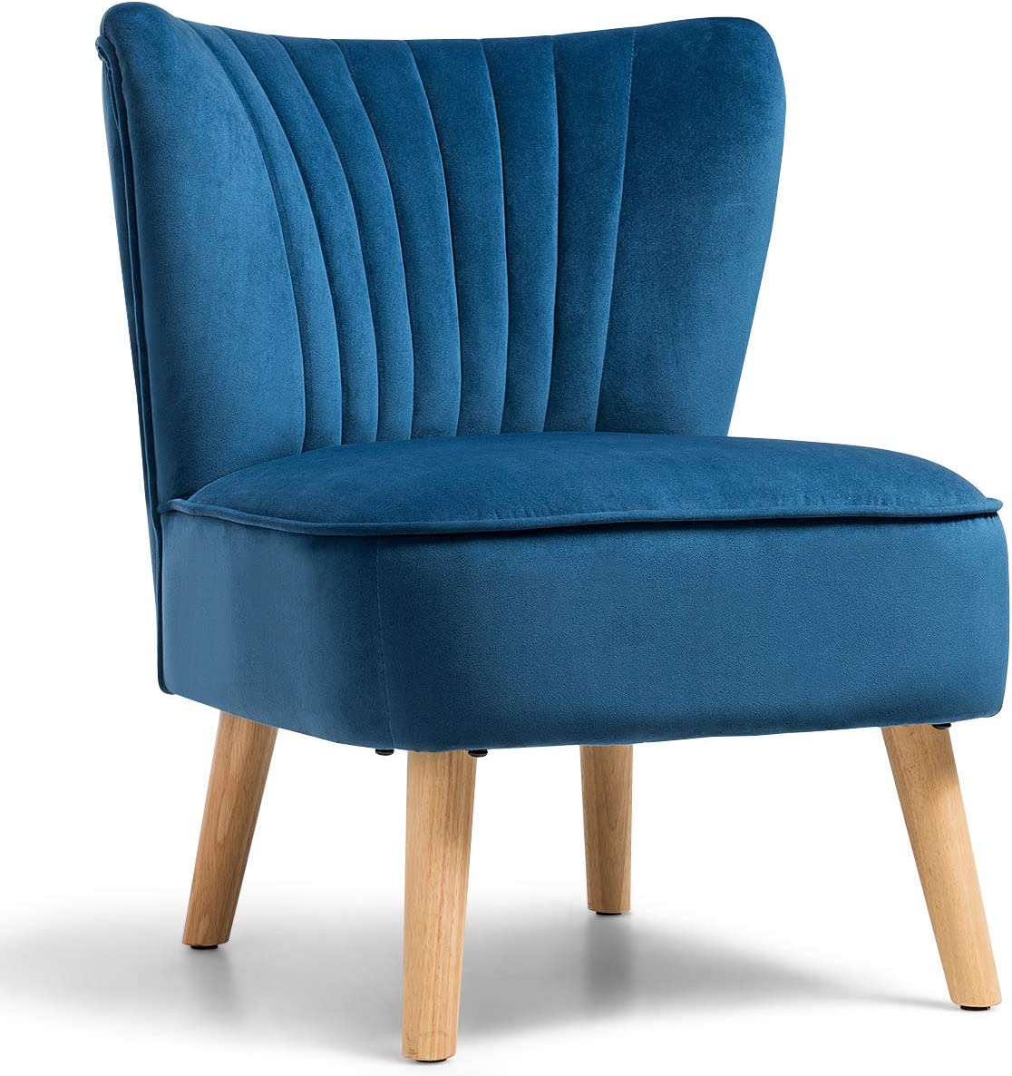 Velvet Accent Chair, Upholstered Modern Sofa Chair with Wood Legs & Thickly Padded