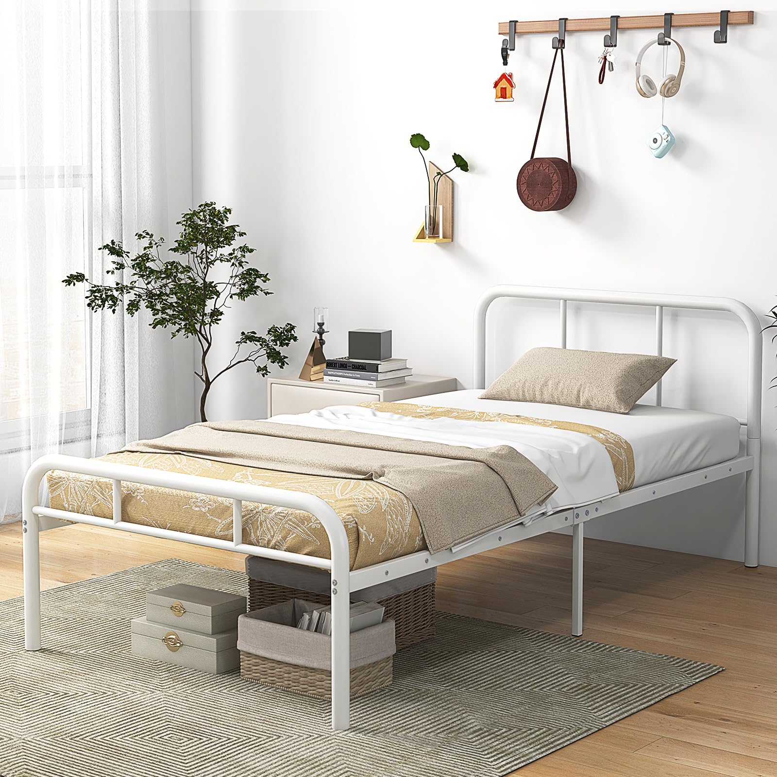 Metal Platform Bed Frame with Headboard & Footboard