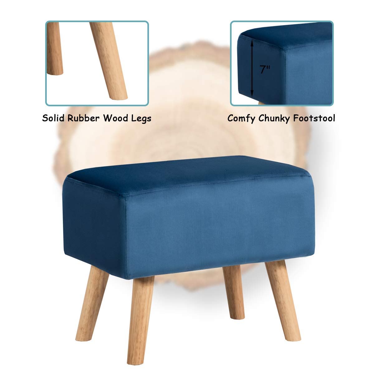 Velvet Accent Chair with Ottoman