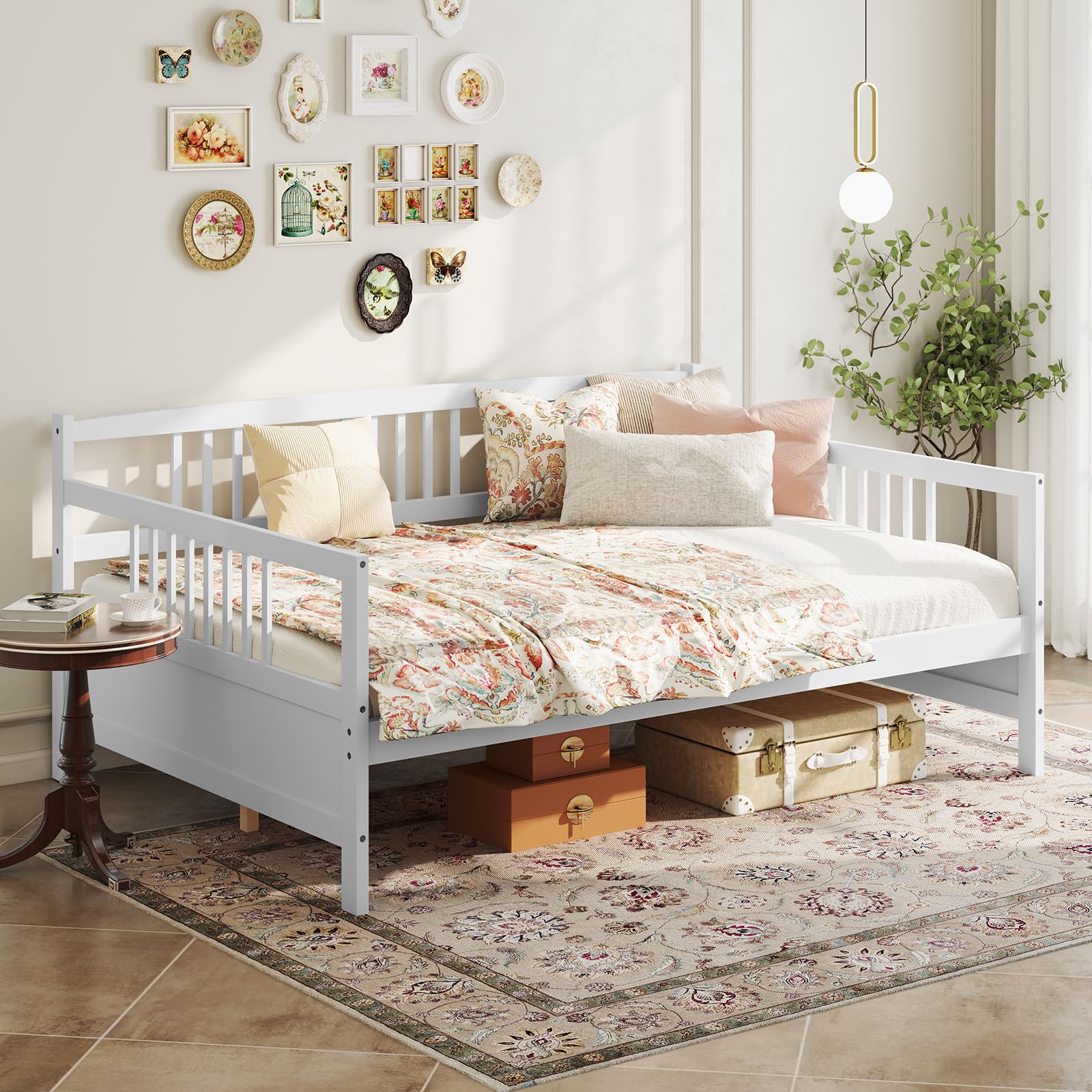 Full Size Wood Daybed with Wooden Slats Support