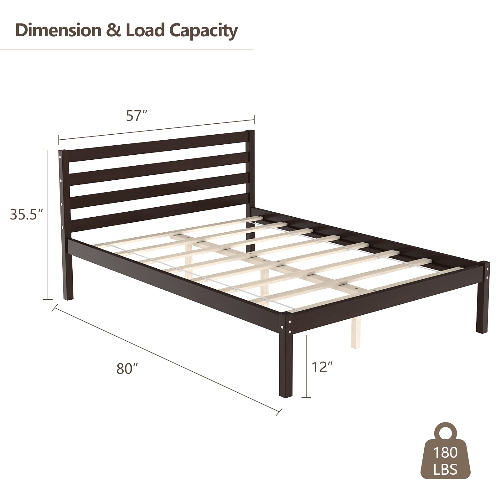 Wood Platform Bed Frame, Paneled Headboard, Wood Slat Support