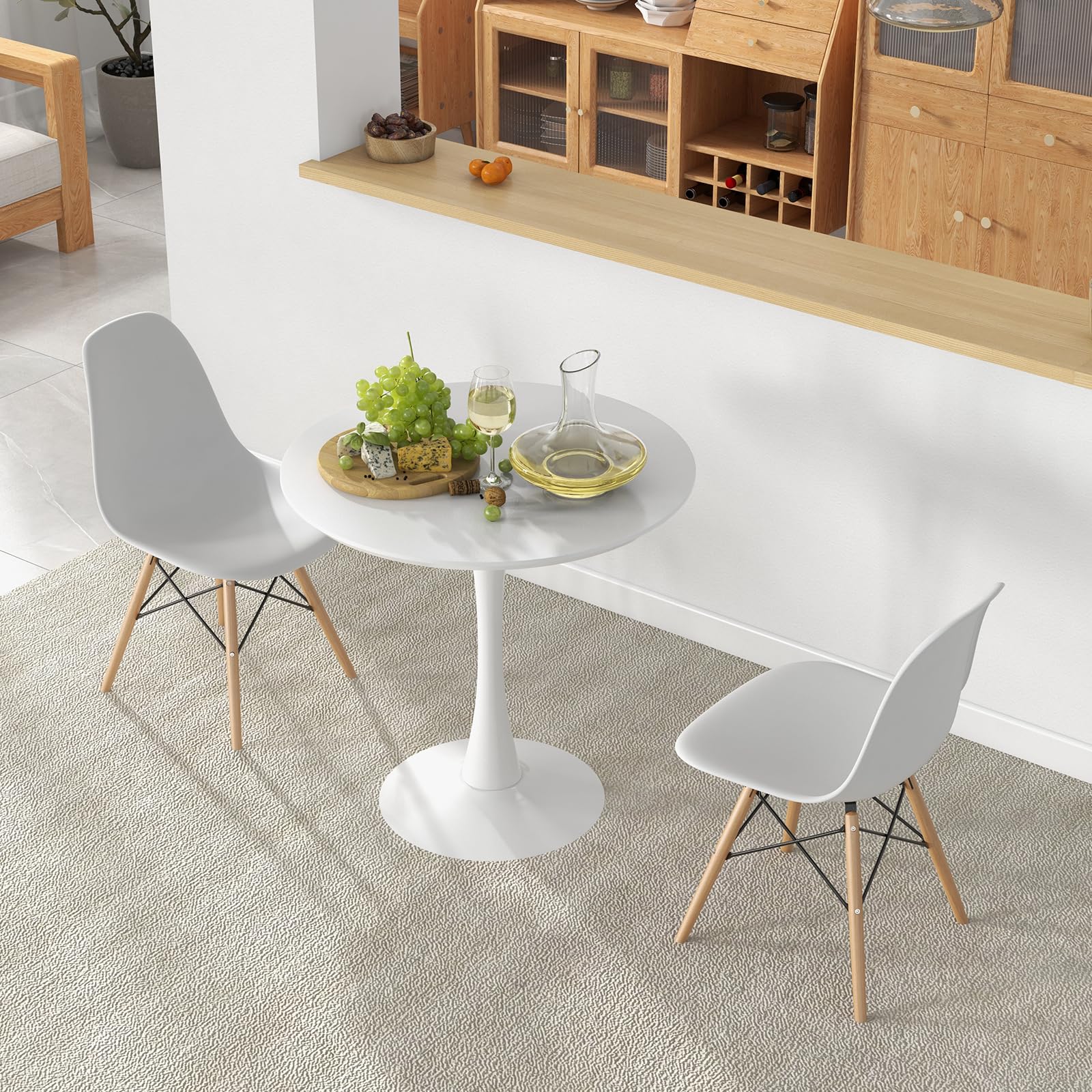 Round Dining Table, 32" Modern Tulip Kitchen Table with 0.9&rdquo; Thickened Tabletop & Sturdy Metal Pedestal