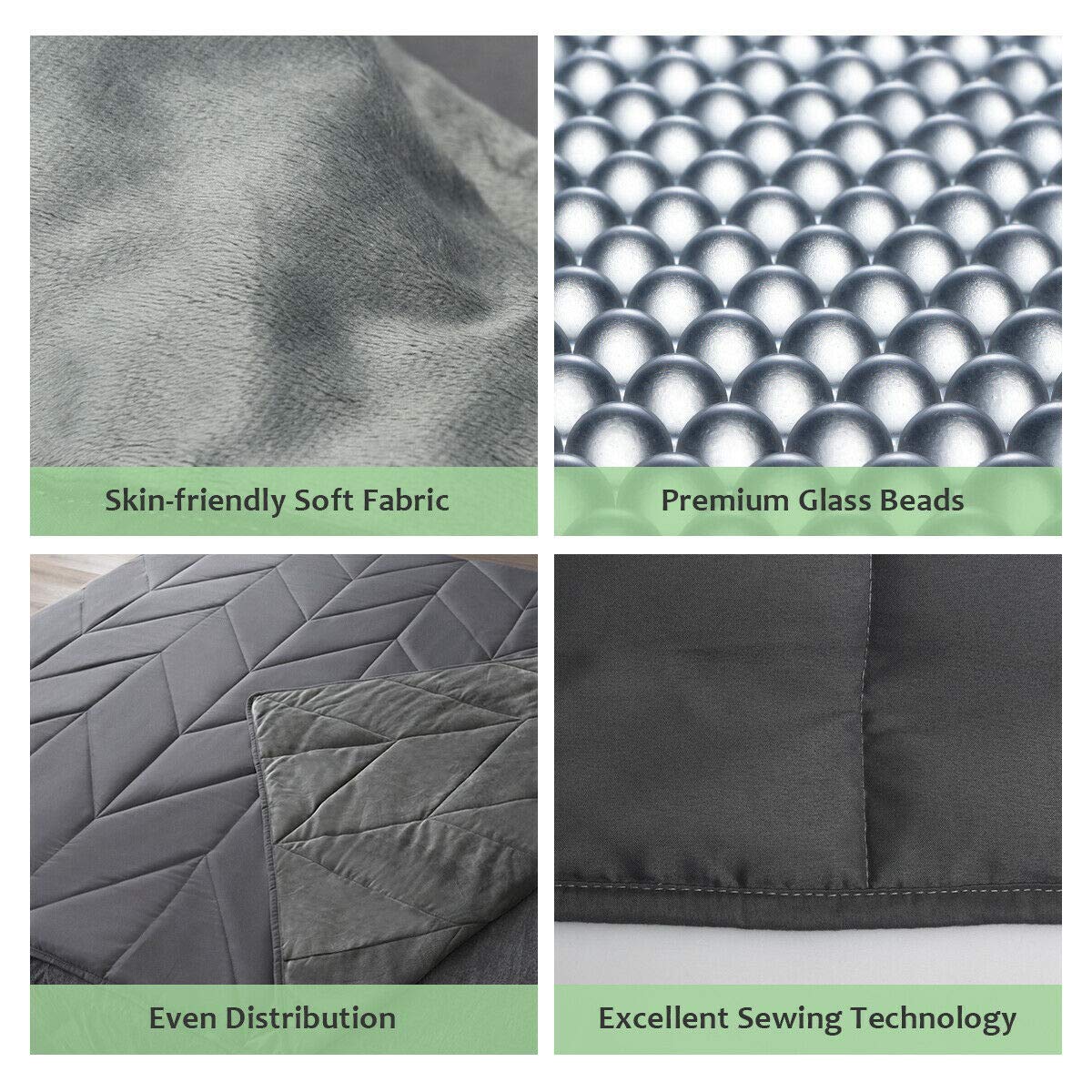 Premium Weighted Blanket 17lbs |60"x80"| Queen Size, for Kids Adults