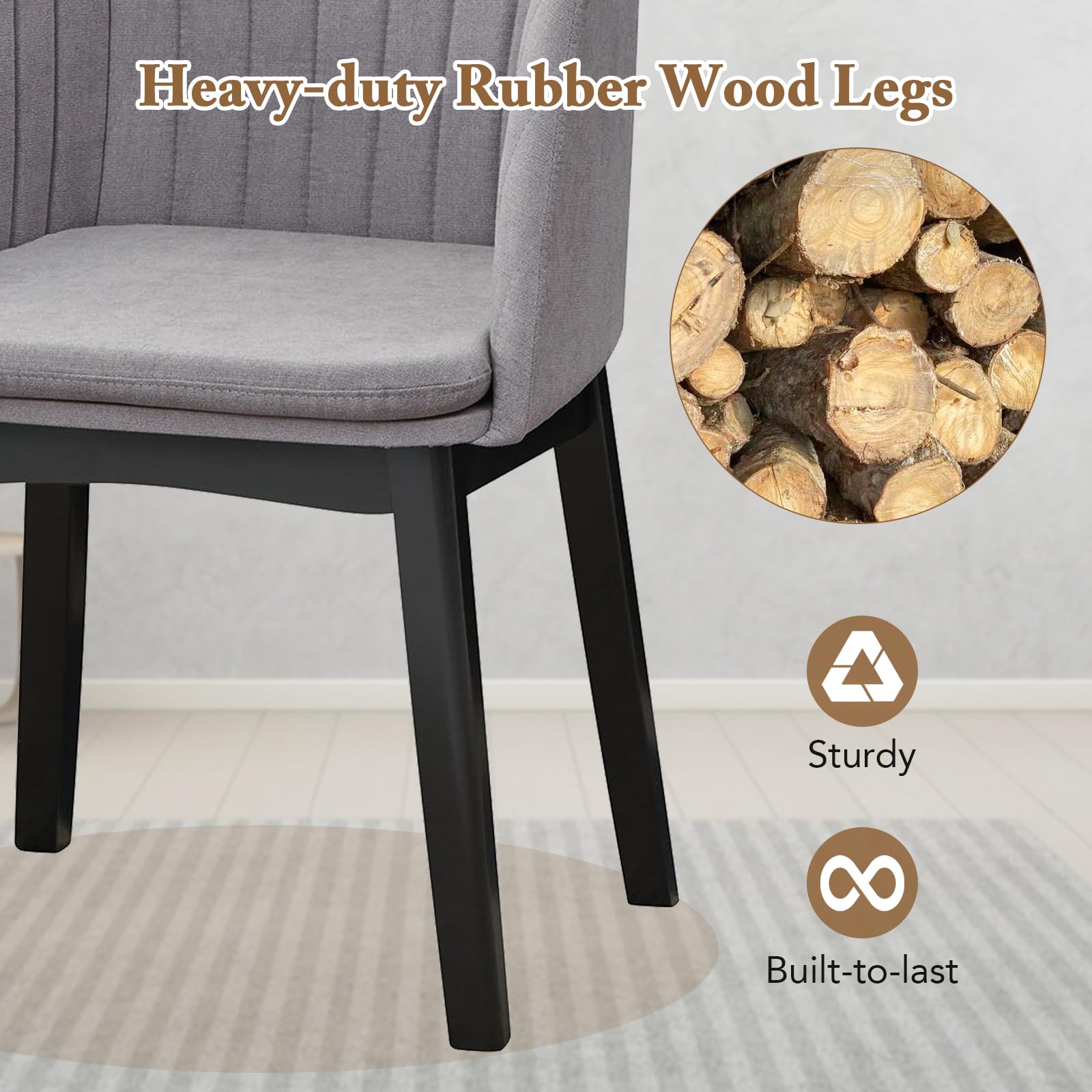 Modern Dining Chairs Set of 2/4, Upholstered Velvet Accent Chairs w/Curved Backrests & Rubber Wood Legs