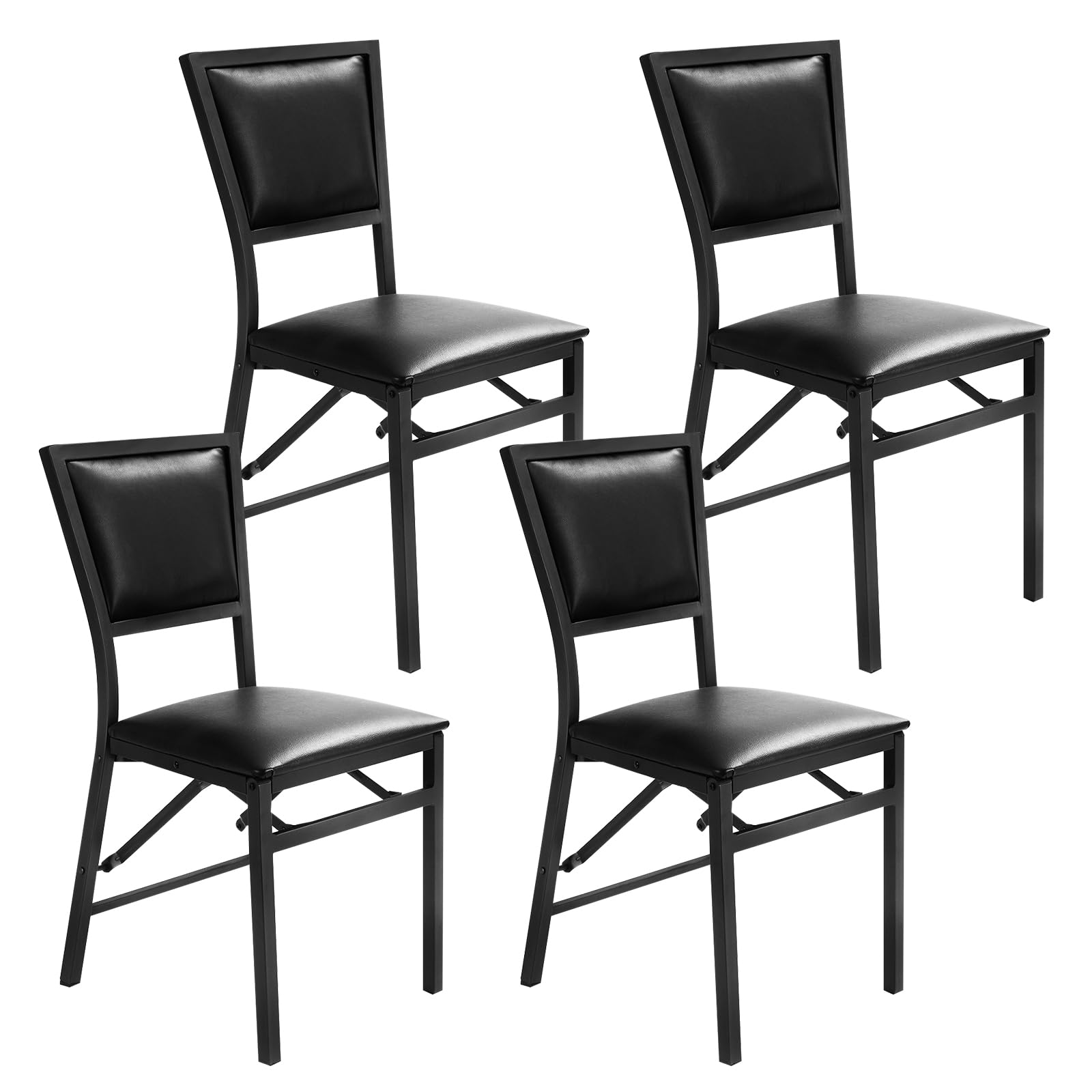Folding Dining Chairs Set of 2/4 with Padded Seats, Sturdy Metal Frame