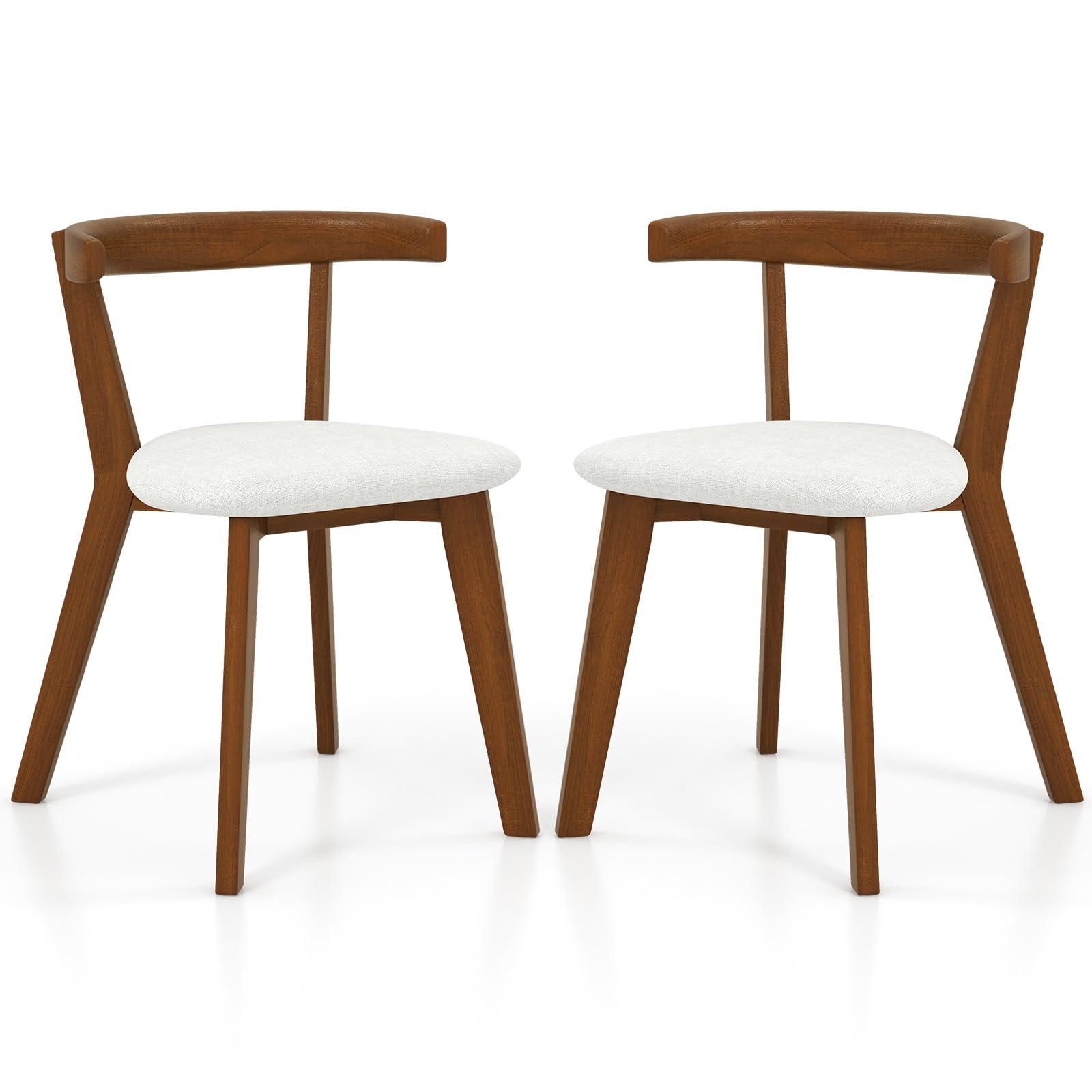 Wooden Dining Chairs Set of 2/4, Farmhouse Hanging Kitchen Chairs w/Rubber Wood Frame, Padded Seat, Curve Back