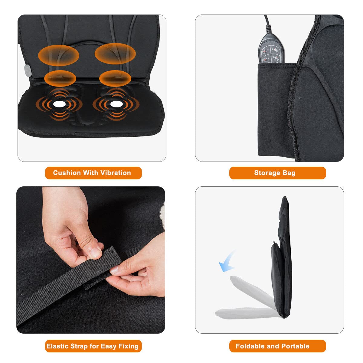 Massage Seat Cushion Back Massager with Heat Chair Massager, 10 Vibration Nodes & 2 Heat Pads
