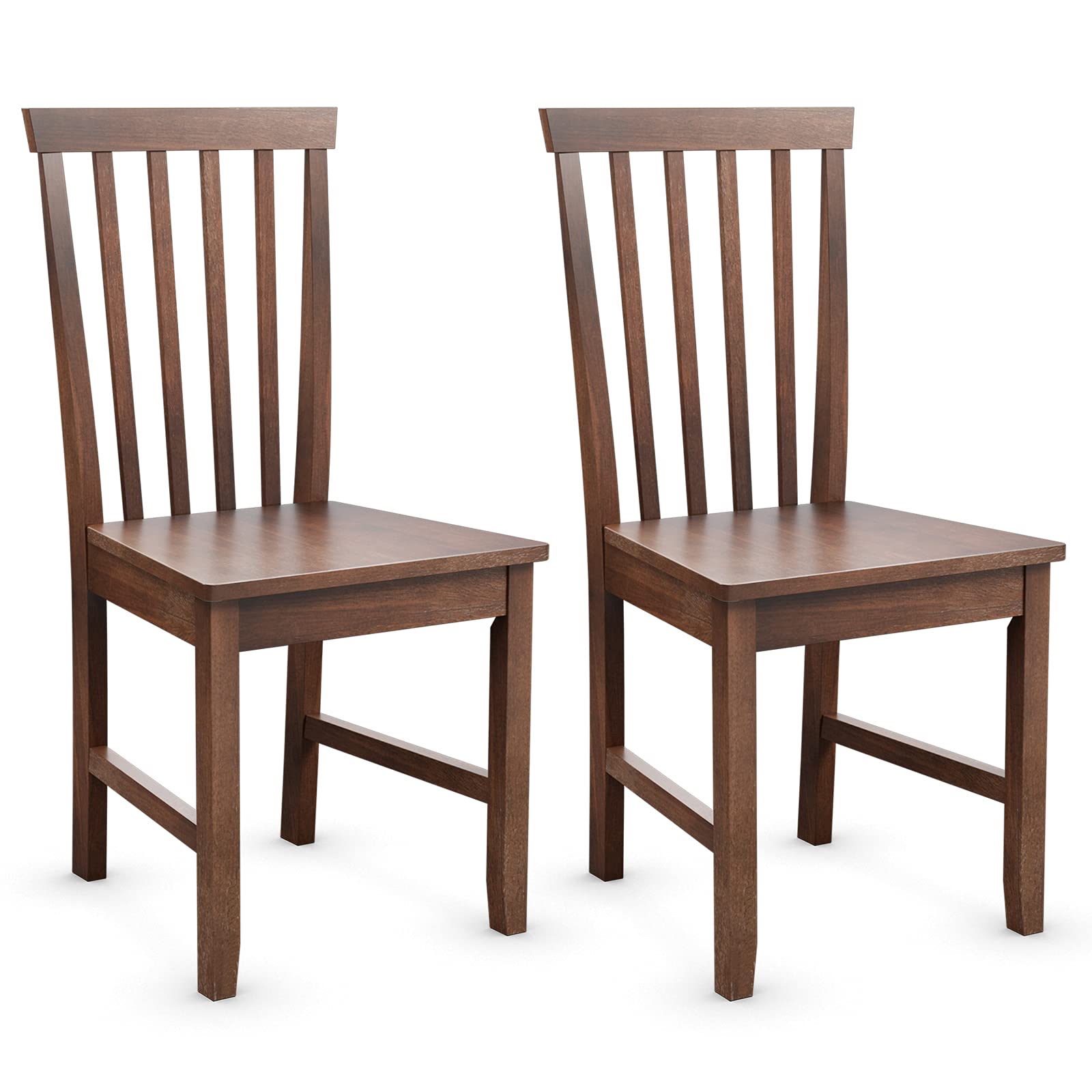 Wood Dining Chair Set of 2/4, Farmhouse Wooden Dining Side Chair with High Slat Back, Rubber Wood Legs