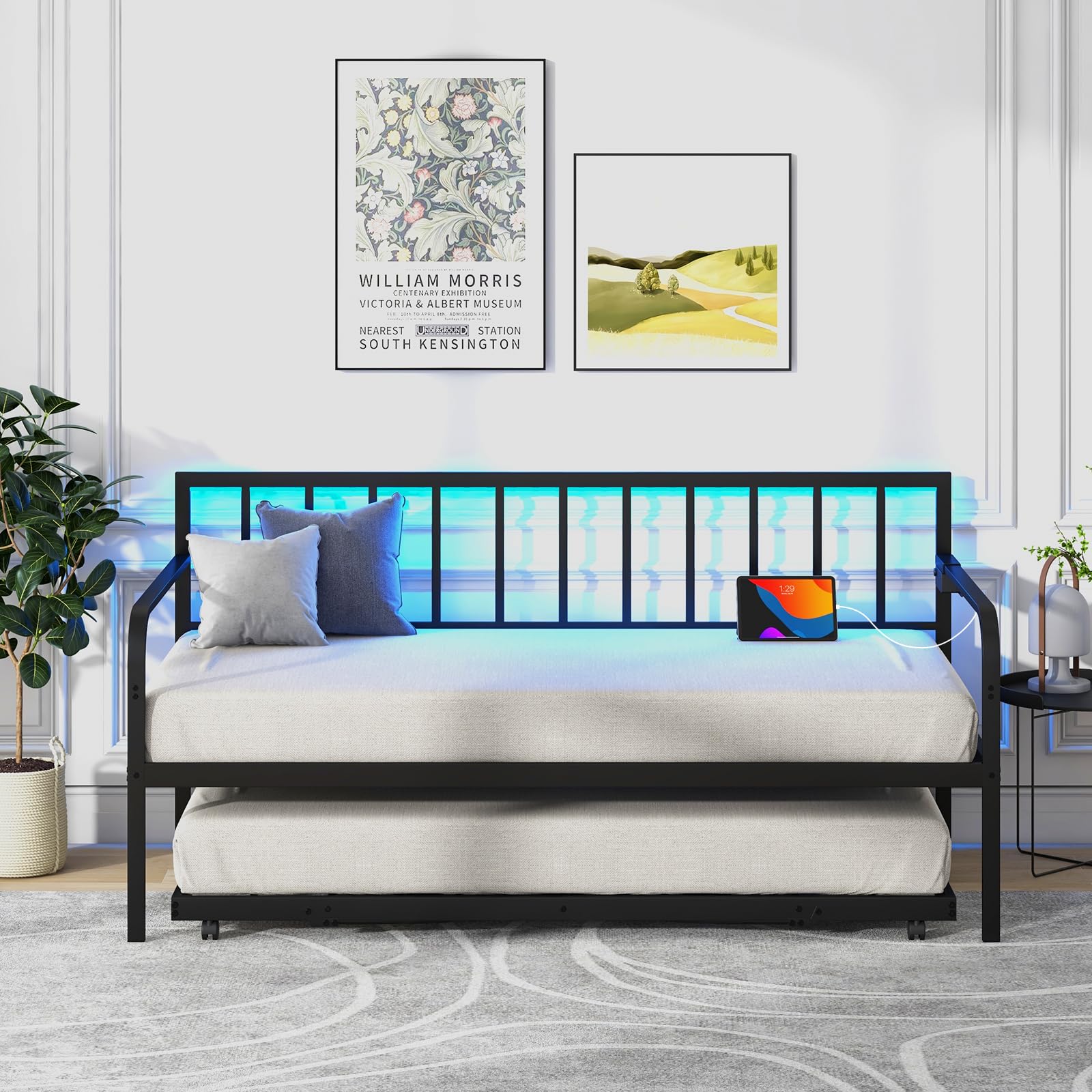 Twin Metal Daybed with Pop Up Trundle
