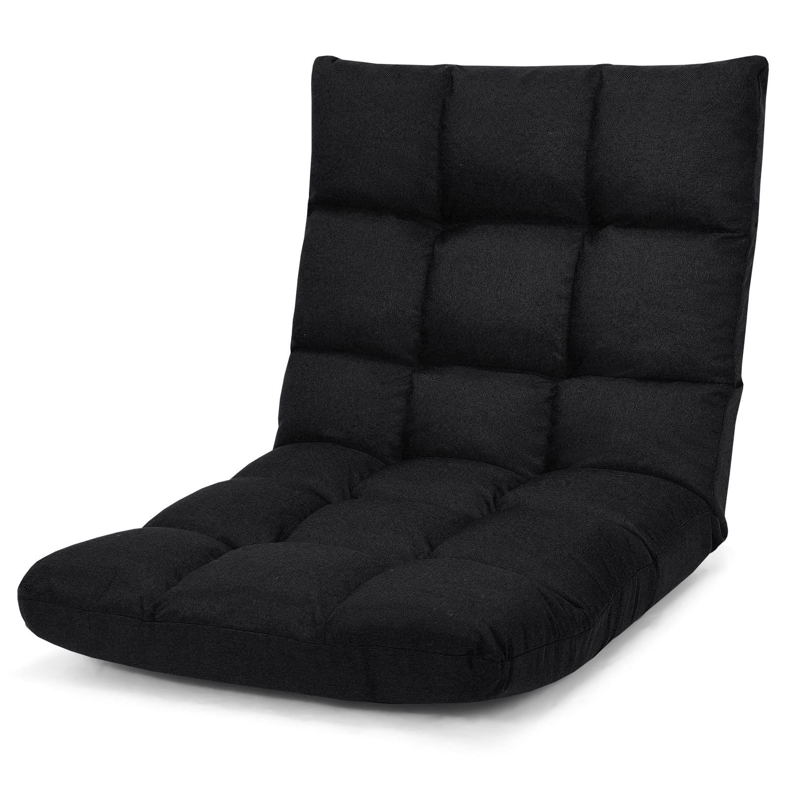Folding Gaming Floor Chair，Adjustable 14-Position Floor Sofa with Back Support