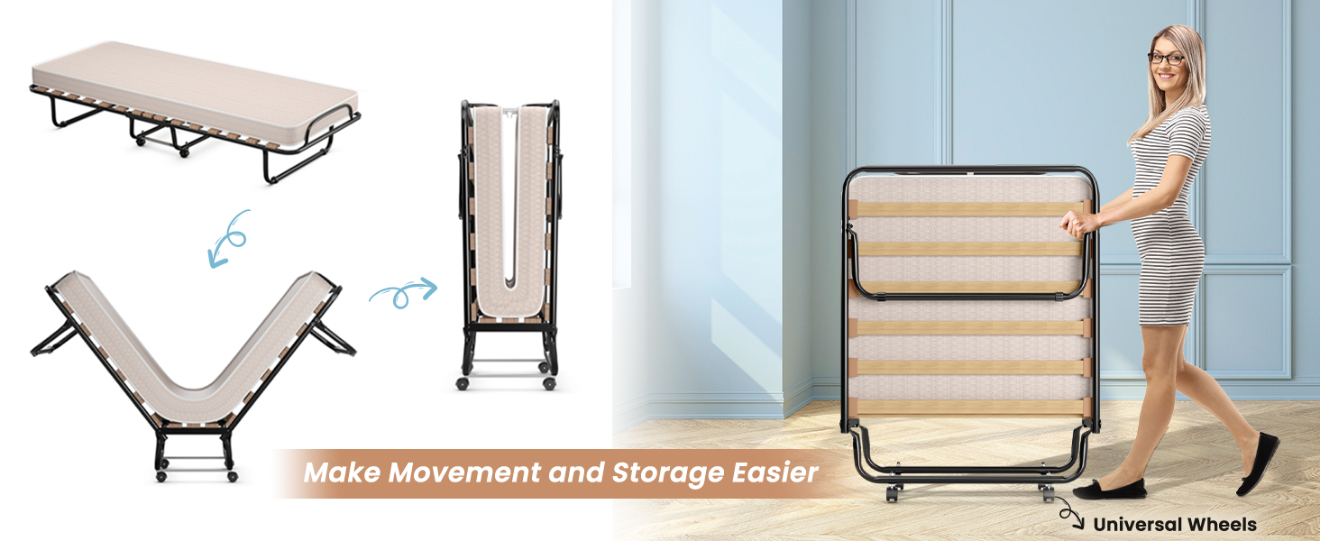 folding bed with mattress