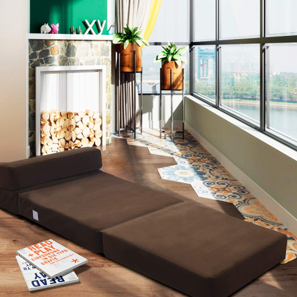 Convertible Sofa Bed, Floor Couch Sleeper, Folding Futon Guest Bed