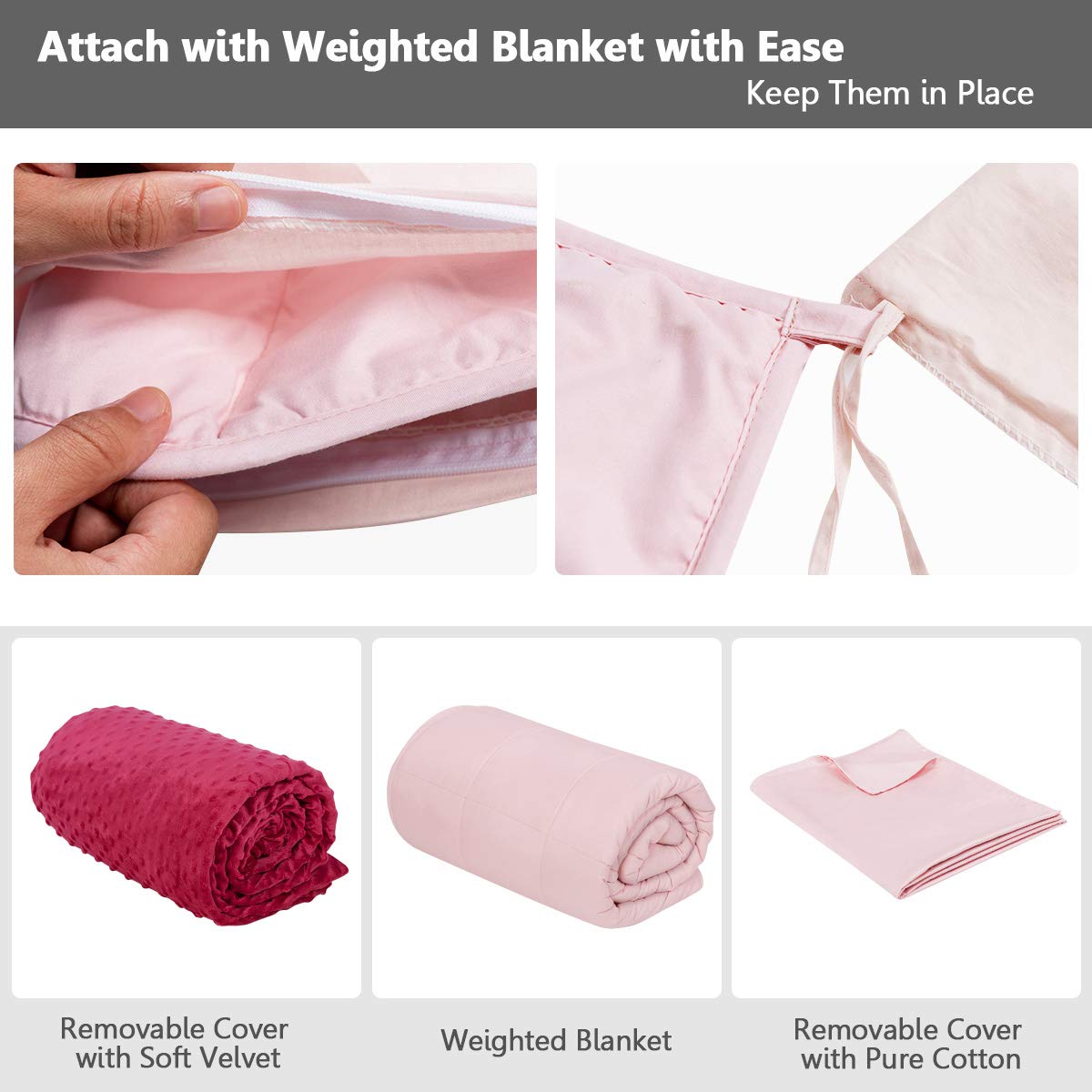 Weighted Blanket with Duvet Covers, Hot and Cold Duvet Cover Set