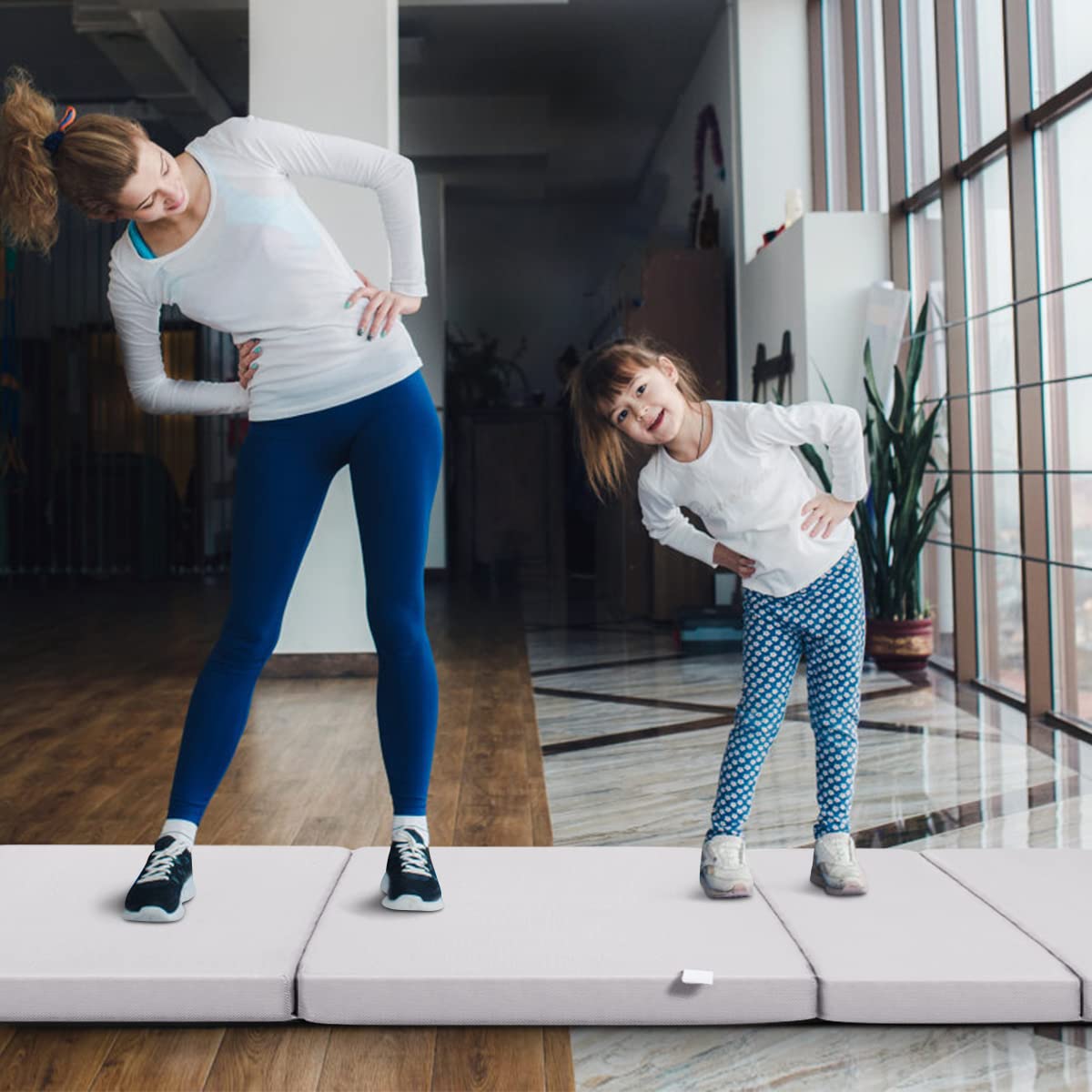 4 Inch Tri Folding Mattress, Foam Mattress with Carrying Handles and Removable Washable Fabric