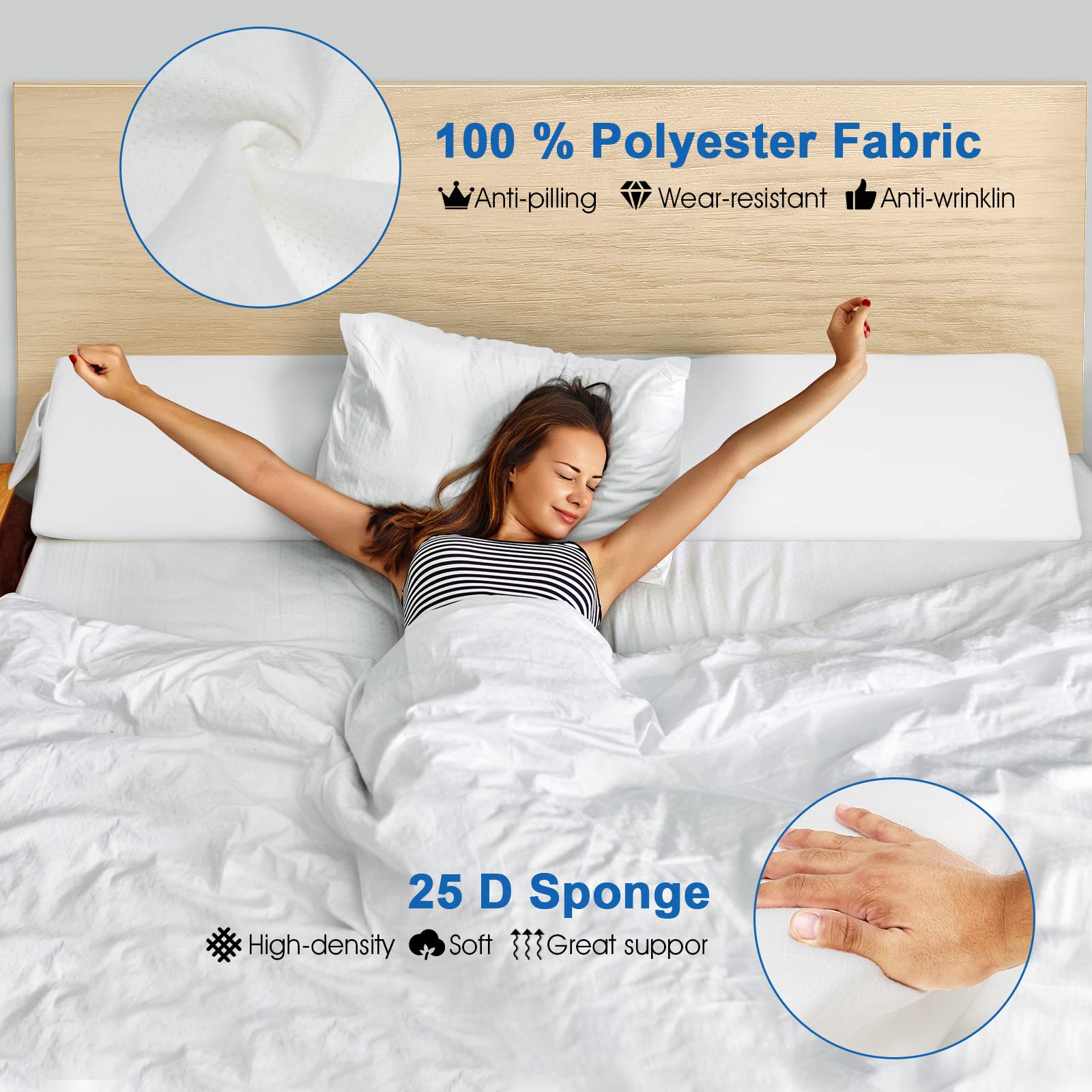 Large Triangular Headboard Pillow w/ Side Pocket & Removable Cover