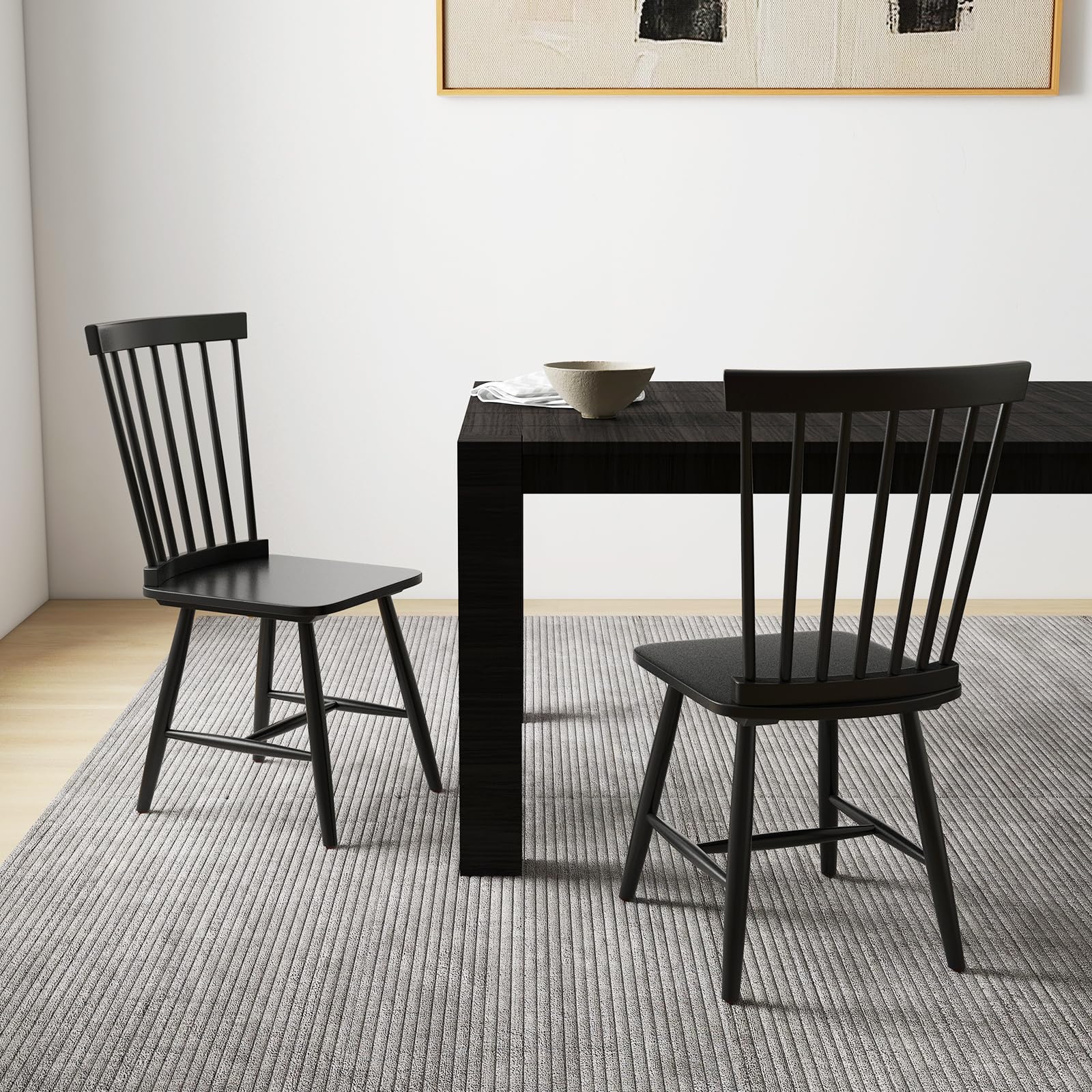 Wood Dining Chairs Set of 2/4, Solid Wood Windsor Dining Chair with Wide Seat