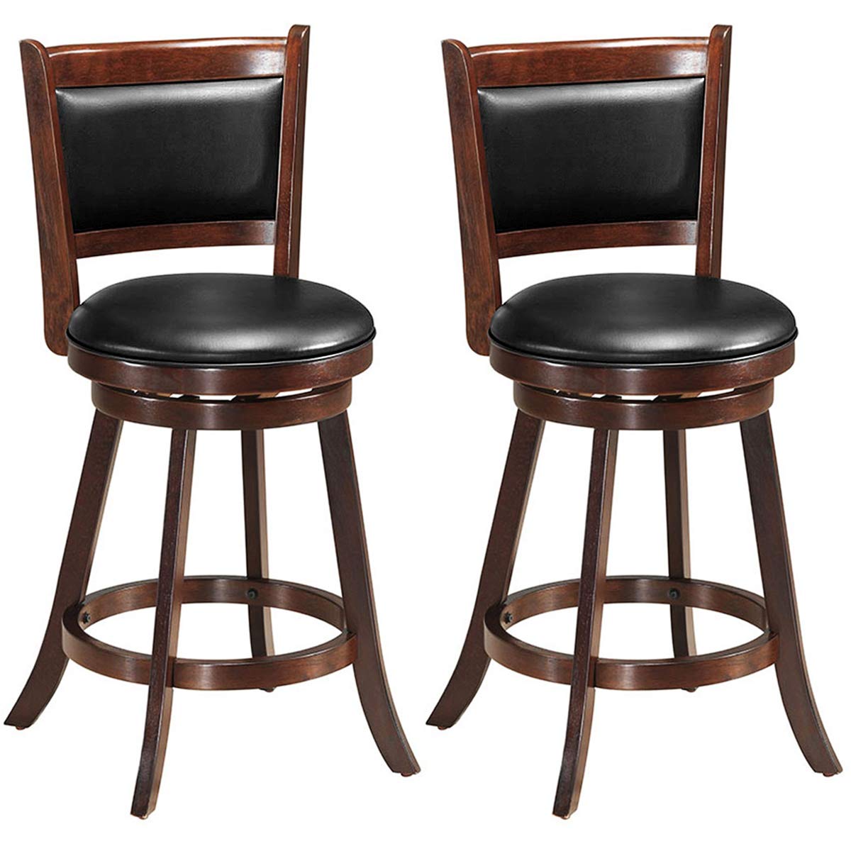 Bar Stools Set of 2/4 360 Degree Swivel, Accent Wooden Swivel Seat Counter Height Bar Stool