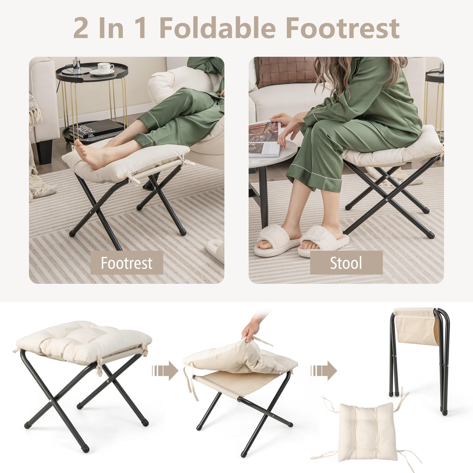 Lazy Sofa Chair with Ottoman, Upholstered Leisure Lounge Armchair with Folding Footrest, Side Storage Pocket