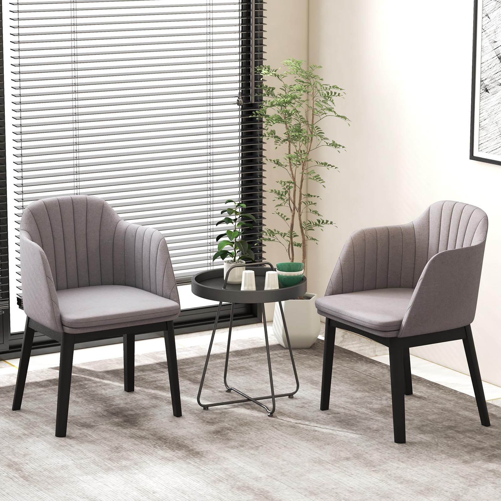 Modern Dining Chairs Set of 2/4, Upholstered Velvet Accent Chairs w/Curved Backrests & Rubber Wood Legs