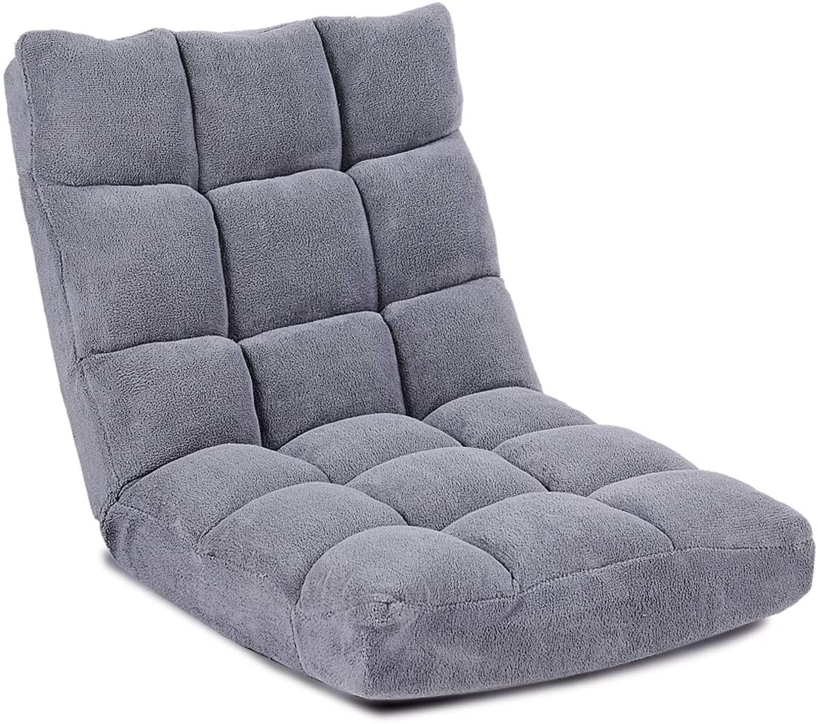 Floor Chair with Back Support, Folding Sofa Chair with 14 Adjustable Position
