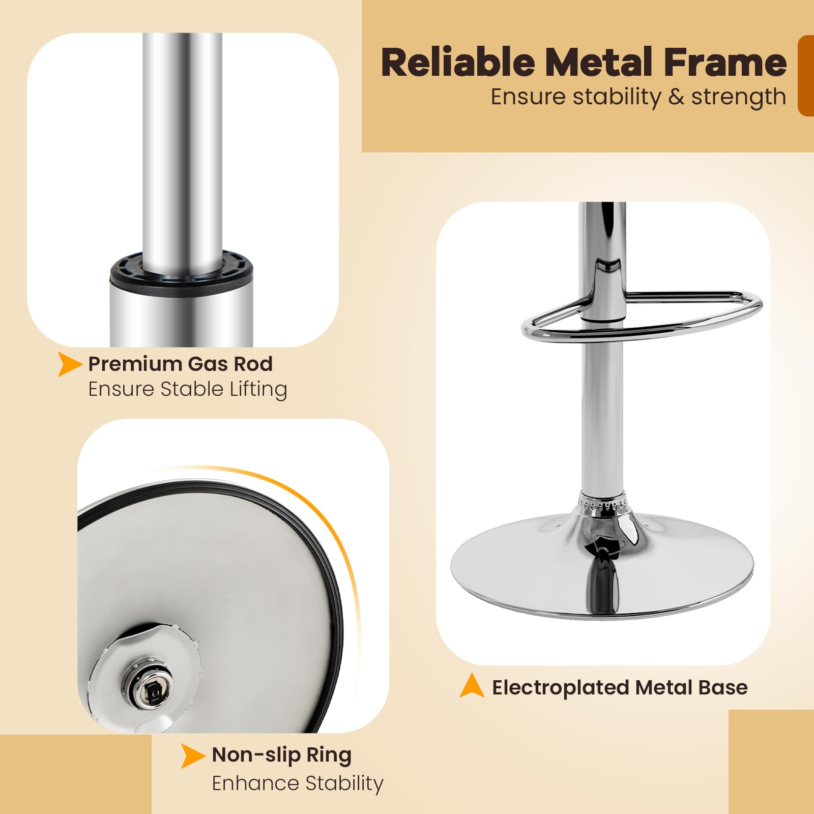 Bar Stools Set of 2/4, Modern PU Leather Swivel Counter Height Bar Stools with Back, Heavy-Duty Metal Base & Footrest