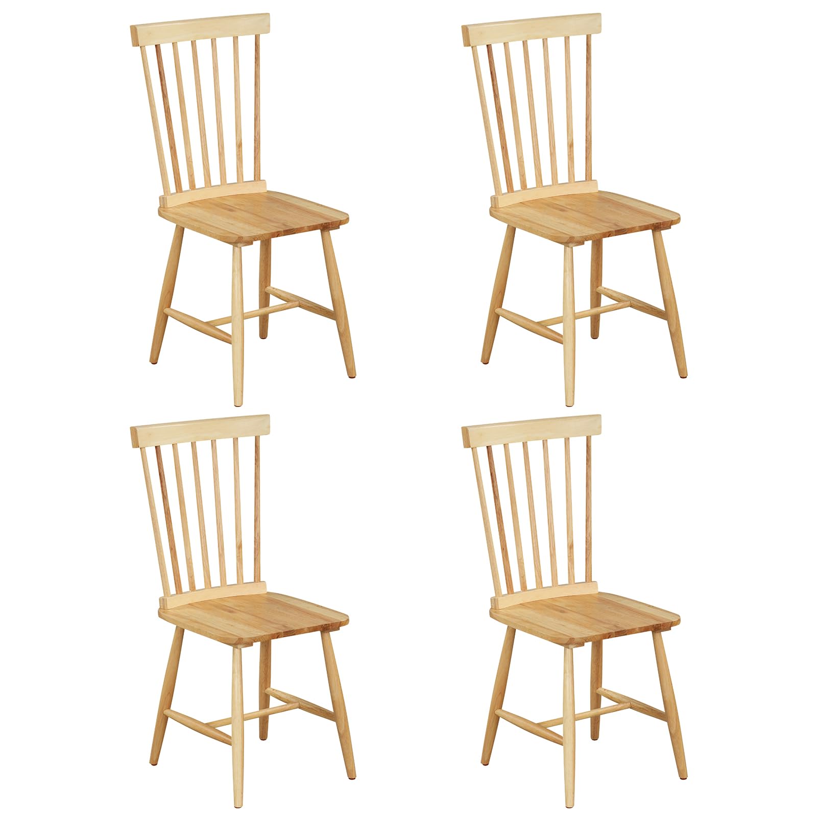 Wood Dining Chairs Set of 2/4, Solid Wood Windsor Dining Chair with Wide Seat