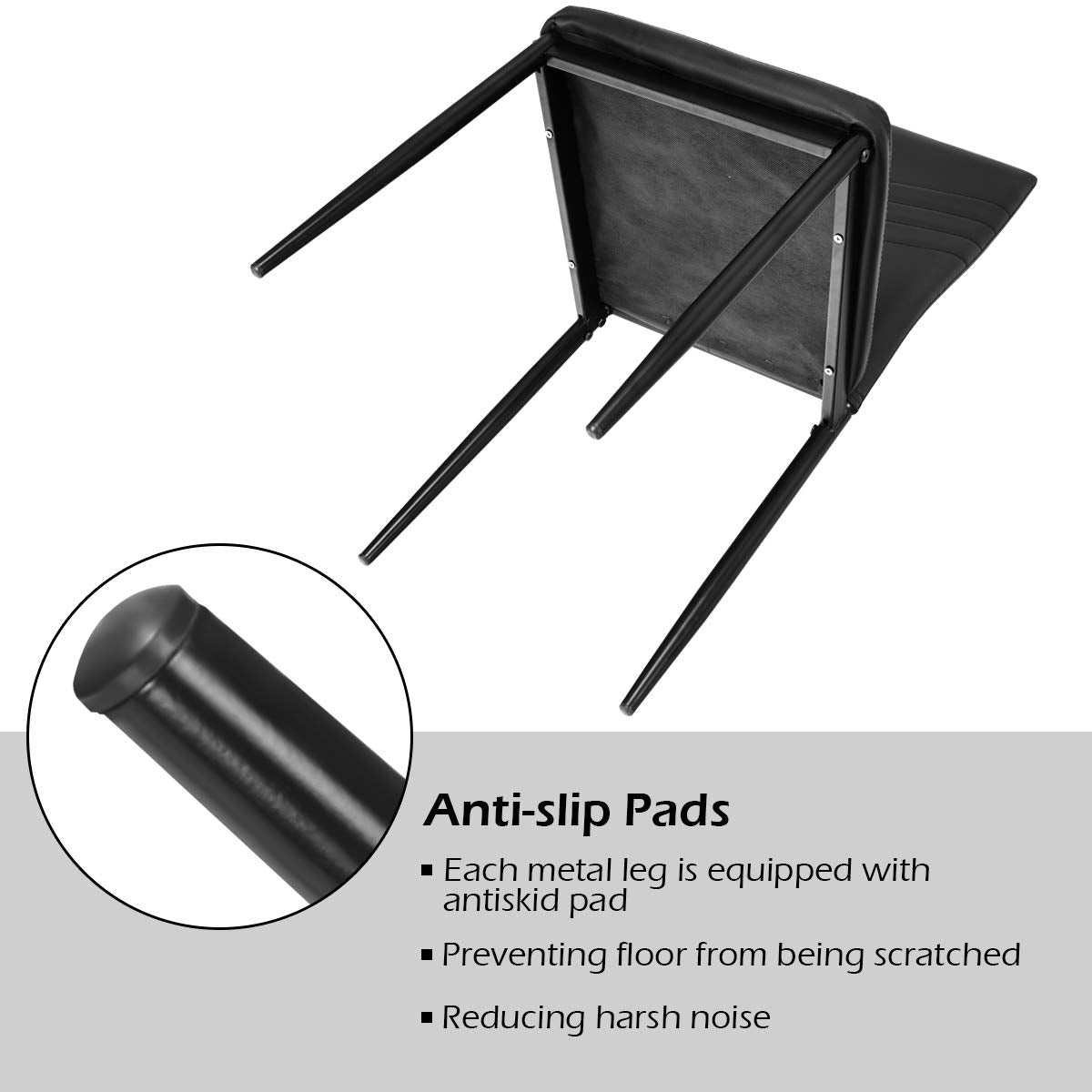 Set of 4 Dining Chairs, High Back Dining Side Chairs w/PVC Leather & Non-Slip Feet Pads
