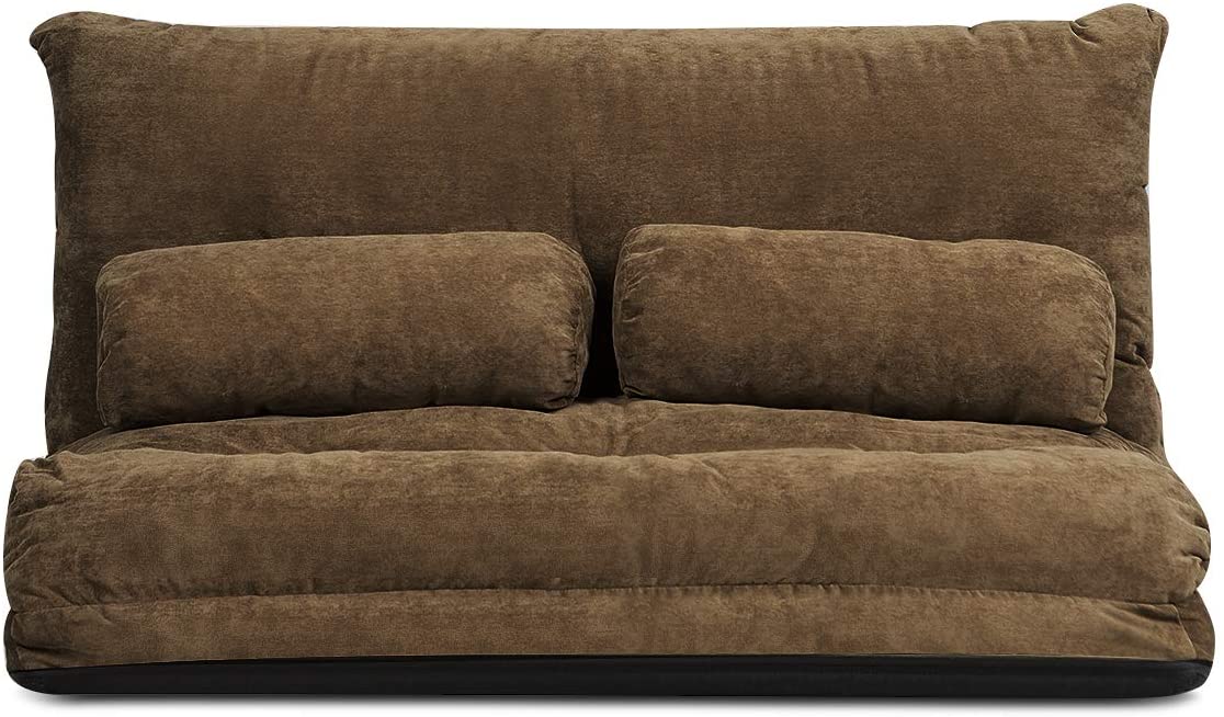 Multi-Functional 6-Position Foldable Lazy Floor Sofa with 2 Pillows
