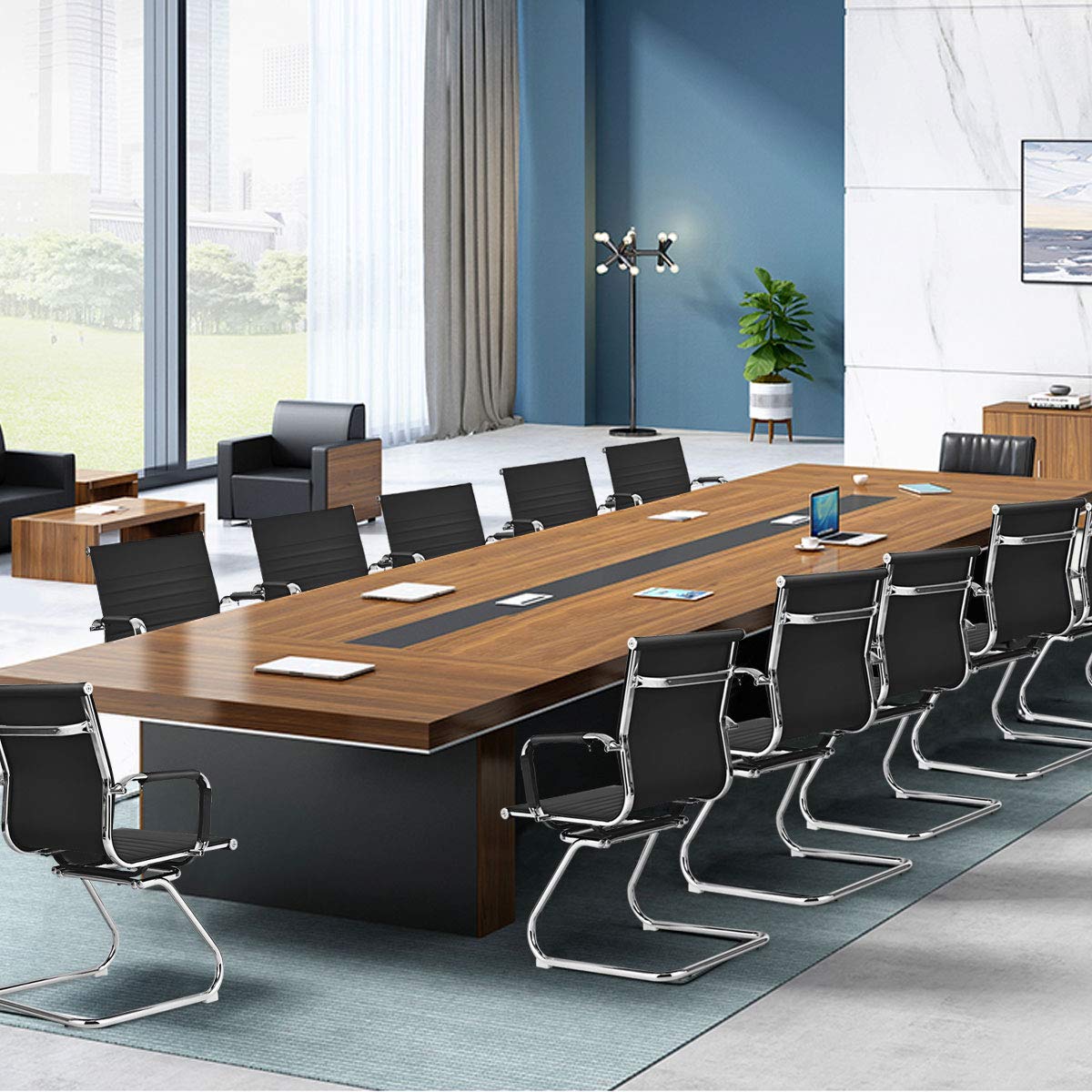 Office Reception Chairs- Guest Chairs, Conference Chair with Arm, Anti-Slip Foot Pads