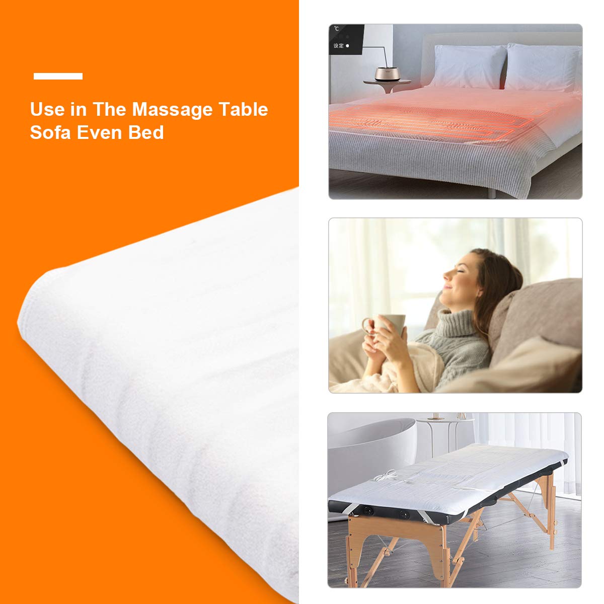 Electric Massage Table Warmer with 5 Heat Settings, Digital Timer and Overheat Protection