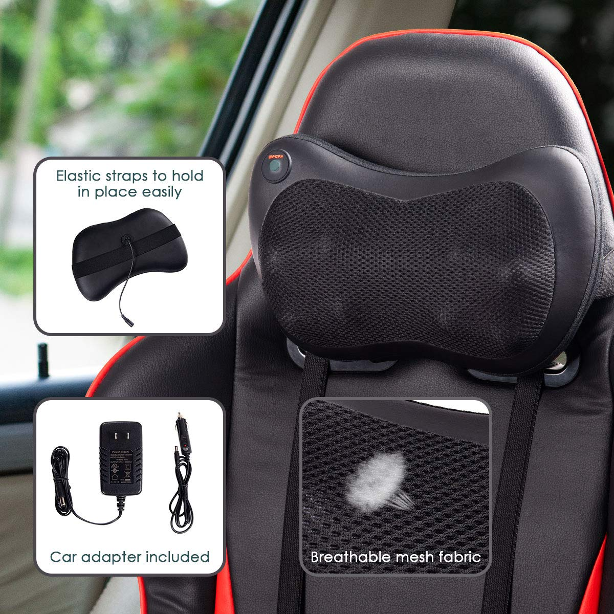 Shiatsu Back Neck Massager with Heat, Kneading Massage Pillow for Muscle Pain Relief