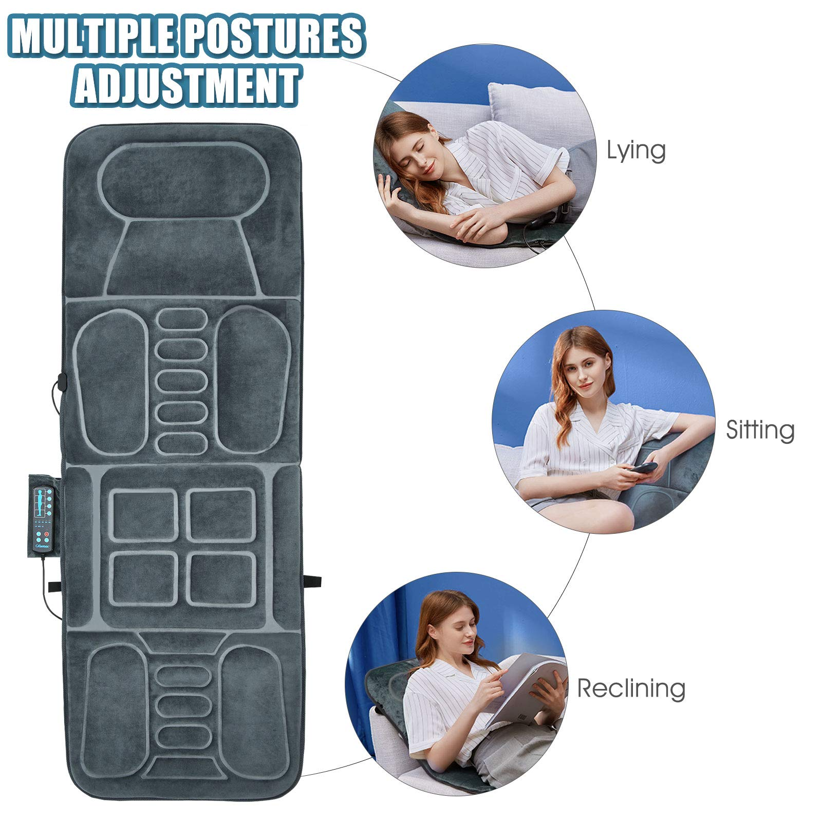 Full Body Massage Mat with Heat, Back Massage Chair Pad with 10 Vibration Motors and Auto Shut Off