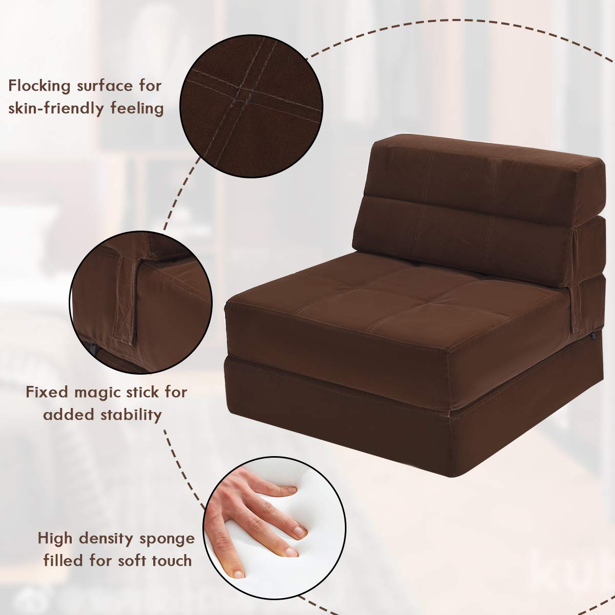 Convertible Sofa Bed, Floor Couch Sleeper, Folding Futon Guest Bed