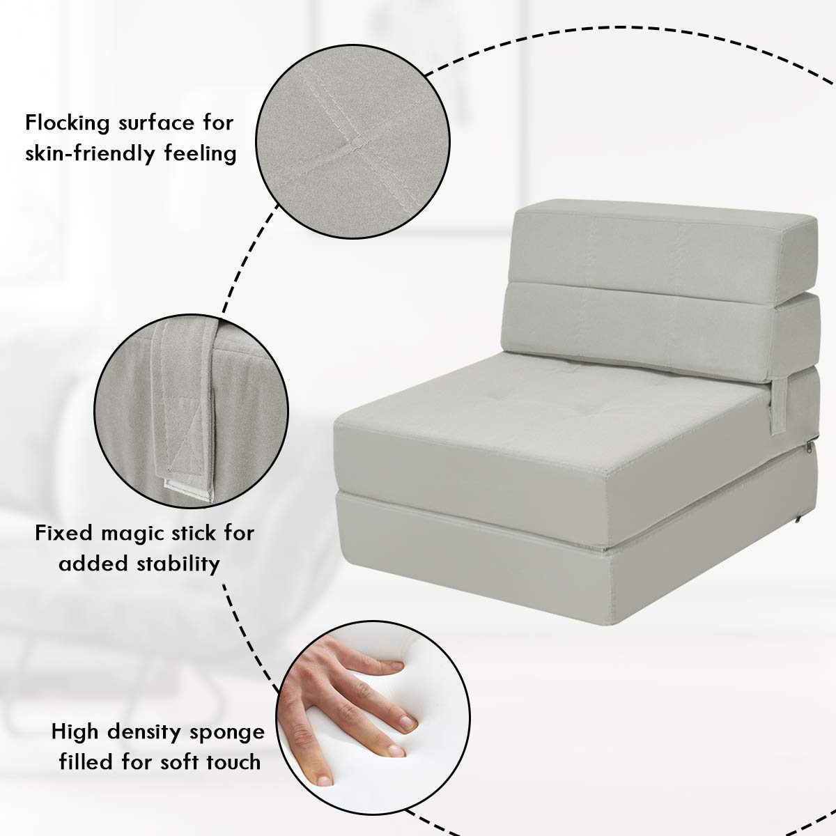 Convertible Sofa Bed, Floor Couch Sleeper, Folding Futon Guest Bed