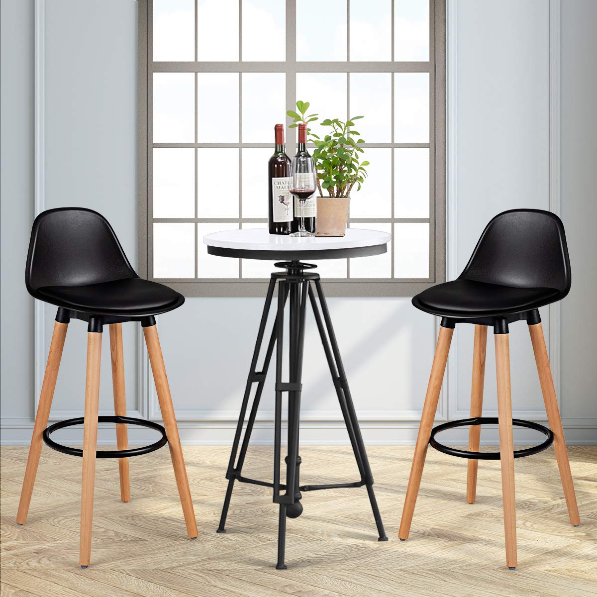 Bar Stools Set of 2/4, Modern Armless Kitchen Stool with Soft PU Leather Seat
