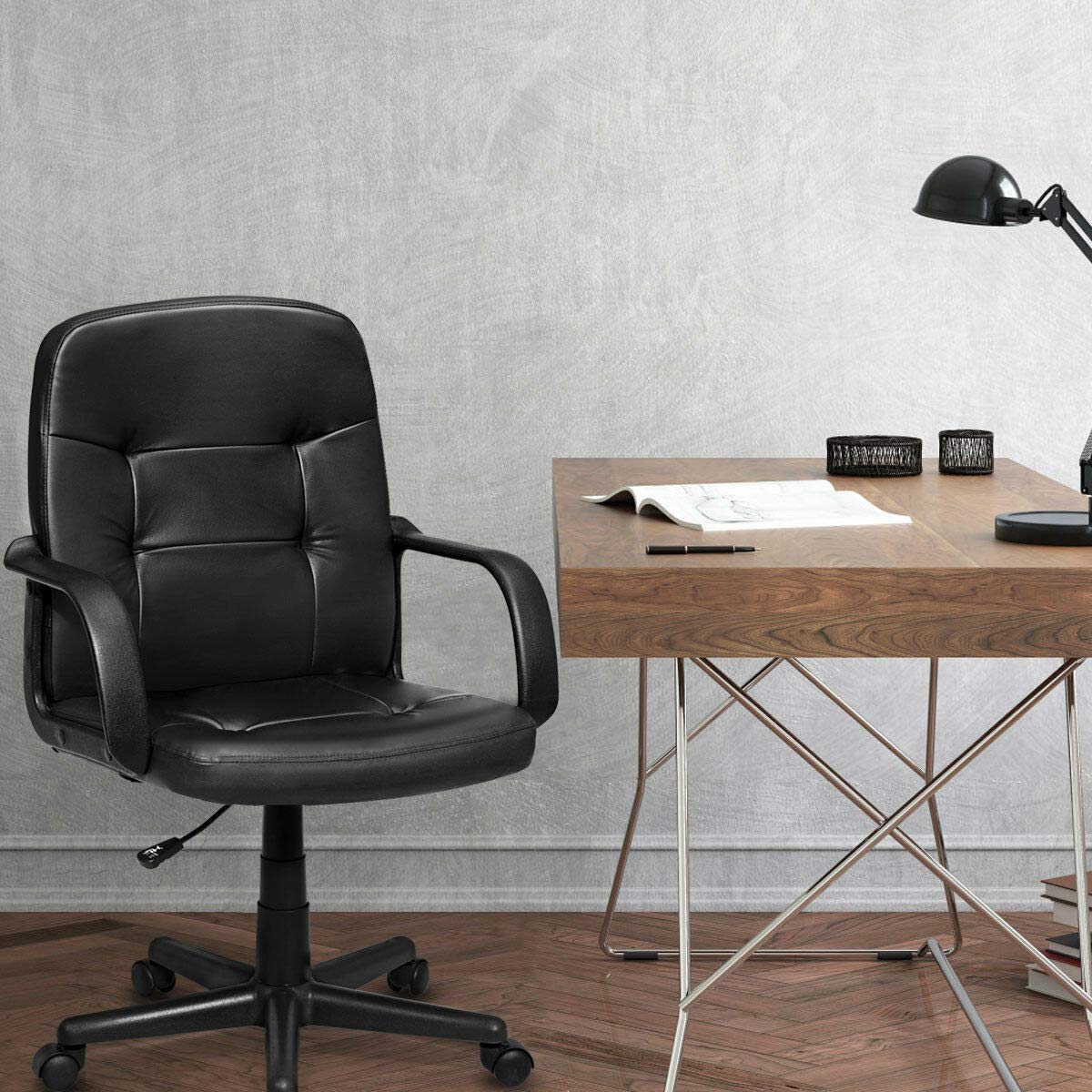 Executive Chair Mid Back Office W/Arms and Swivel Wheels