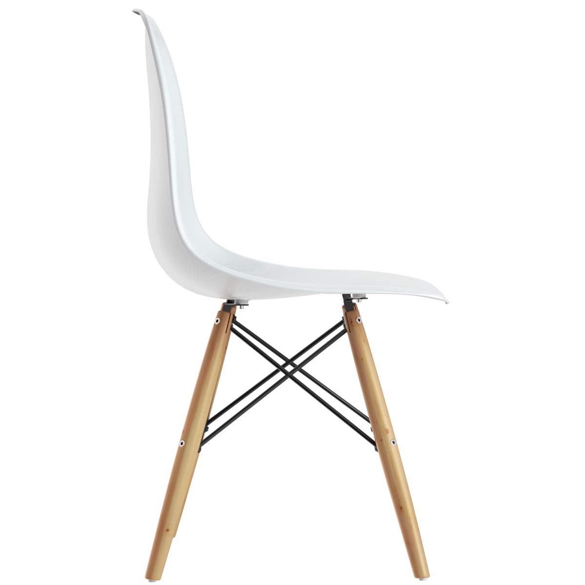 Mid Century Modern Plastic Dining Chairs Set of 2 with Wood Legs