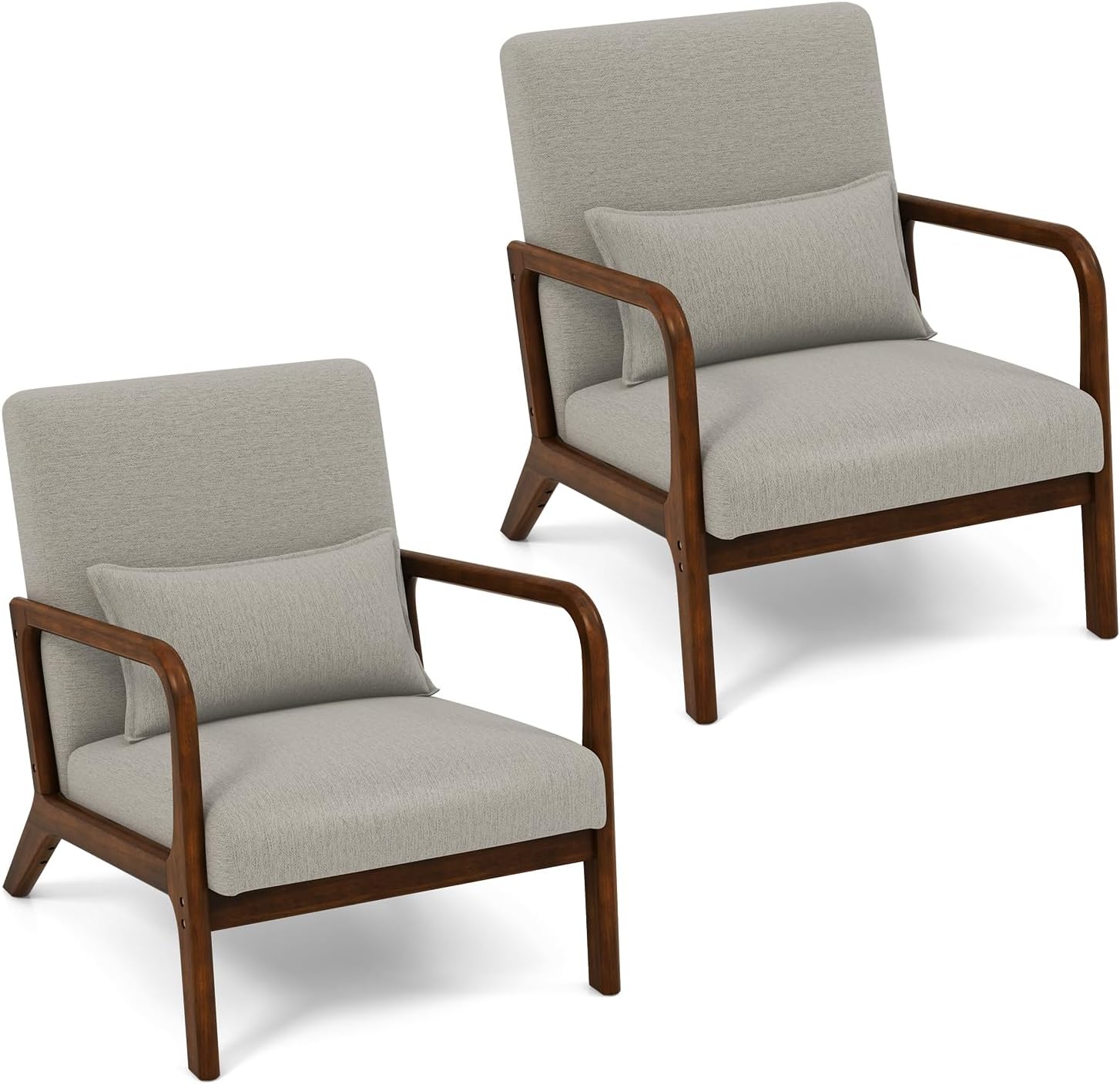 Mid Century Modern Chair, Indoor Living Room Leisure Accent Chair with Cushioned Seat & Back