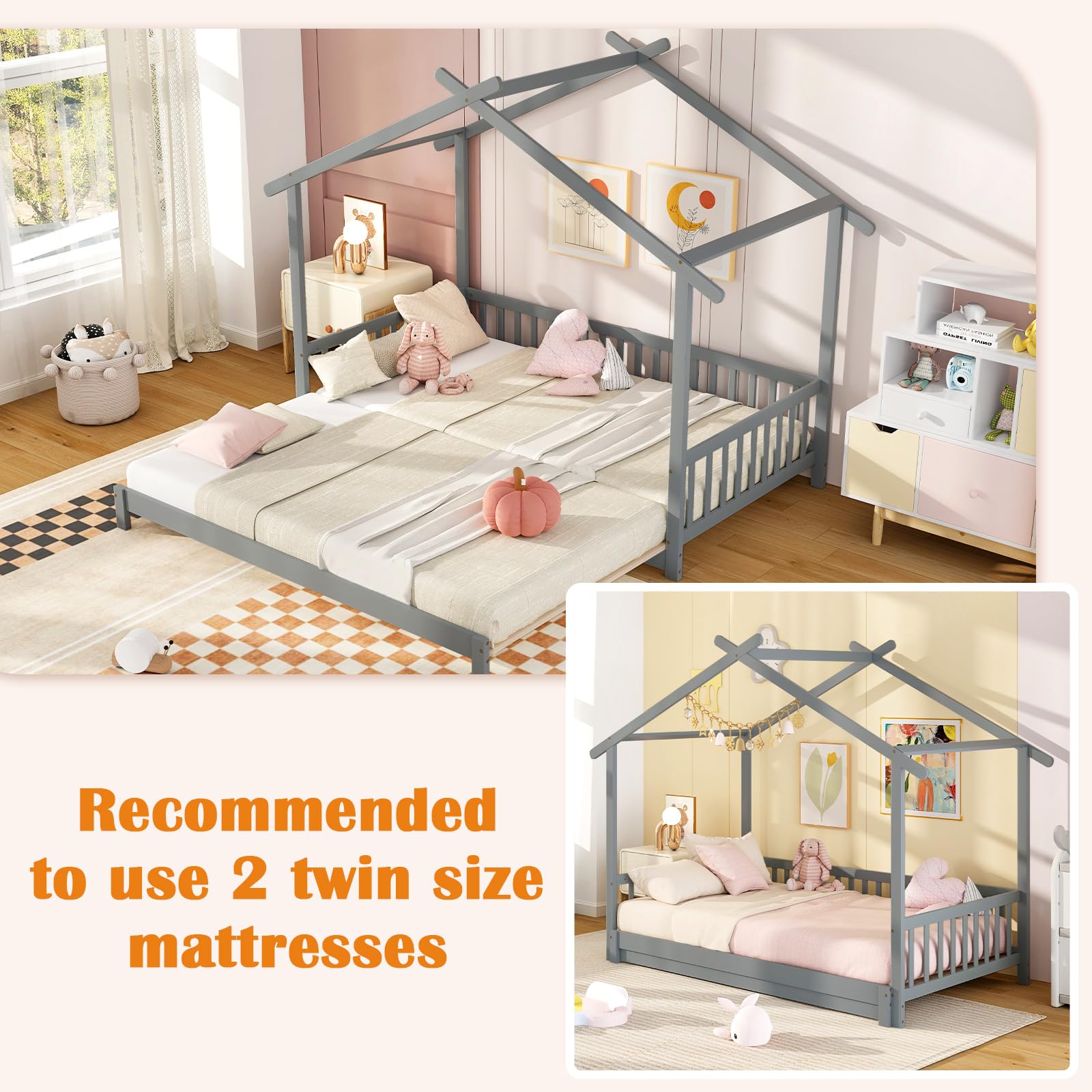 Wood Extendable House Bed
