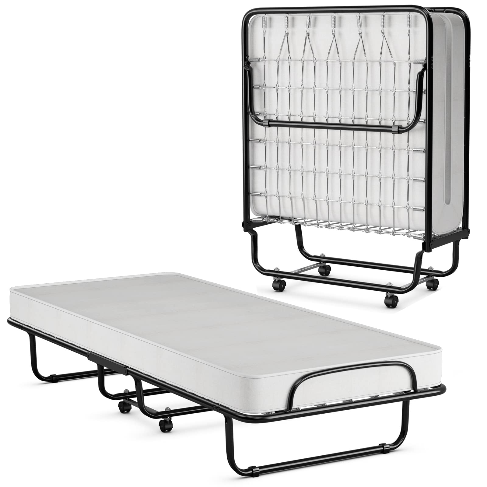 Portable Rollaway Bed with 4" Memory Foam Mattress for Adults and Guests