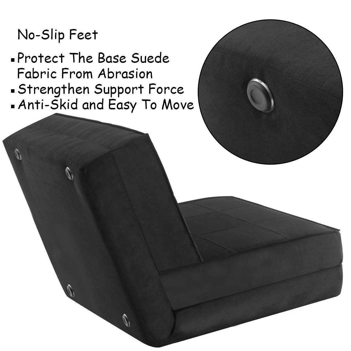 5-Position Adjustable Convertible Flip Chair, Sleeper Dorm Game Bed Couch Lounger Sofa Chair Mattress